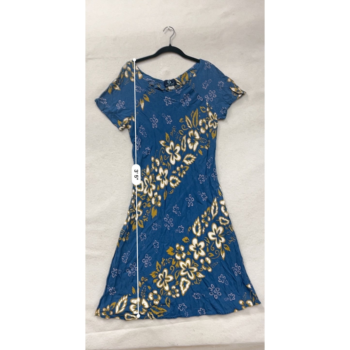 Womens XL Mango Moon Blue & Yellow Floral Dress #8186