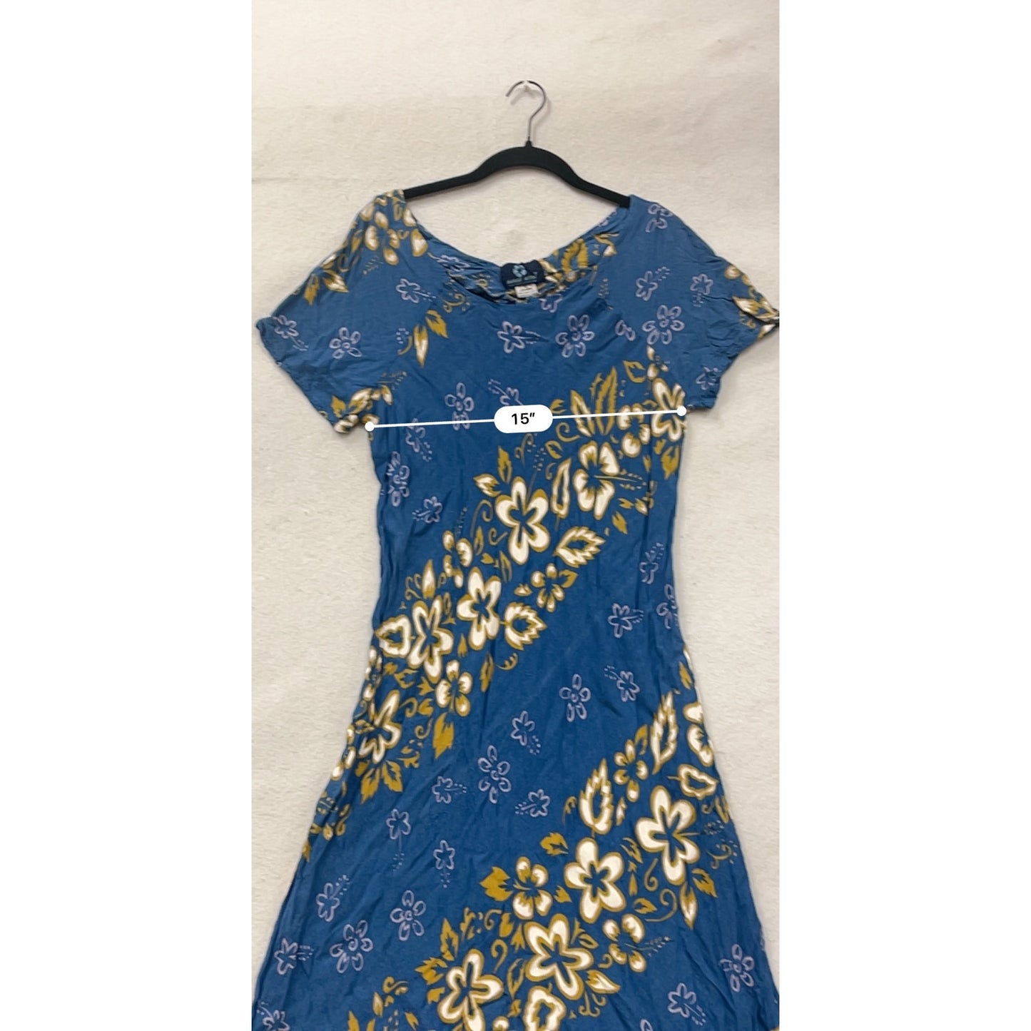 Womens XL Mango Moon Blue & Yellow Floral Dress #8186