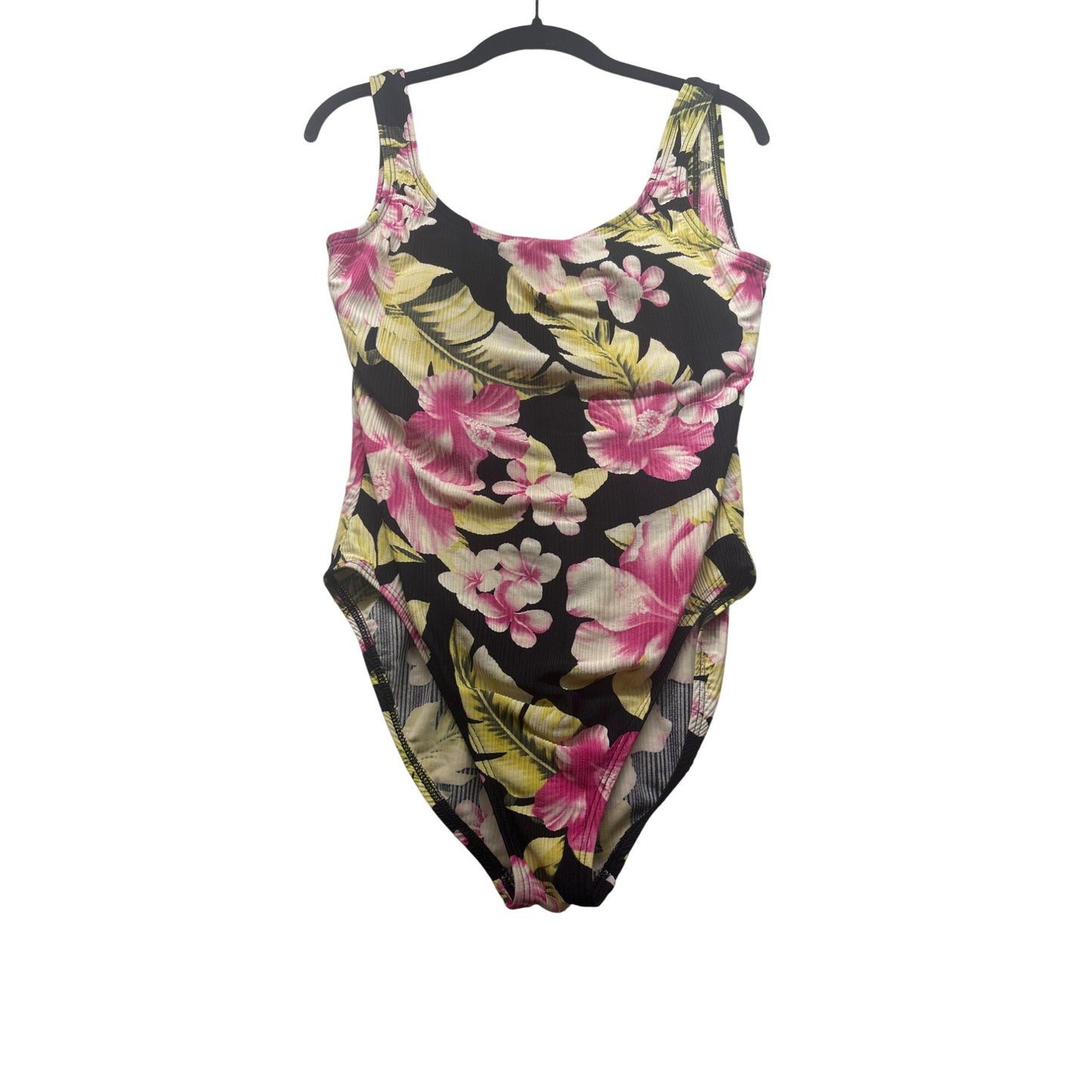 Vintage Hawaiian Floral One-Piece Swimsuit With Padded Cups & Scoop Back #6090