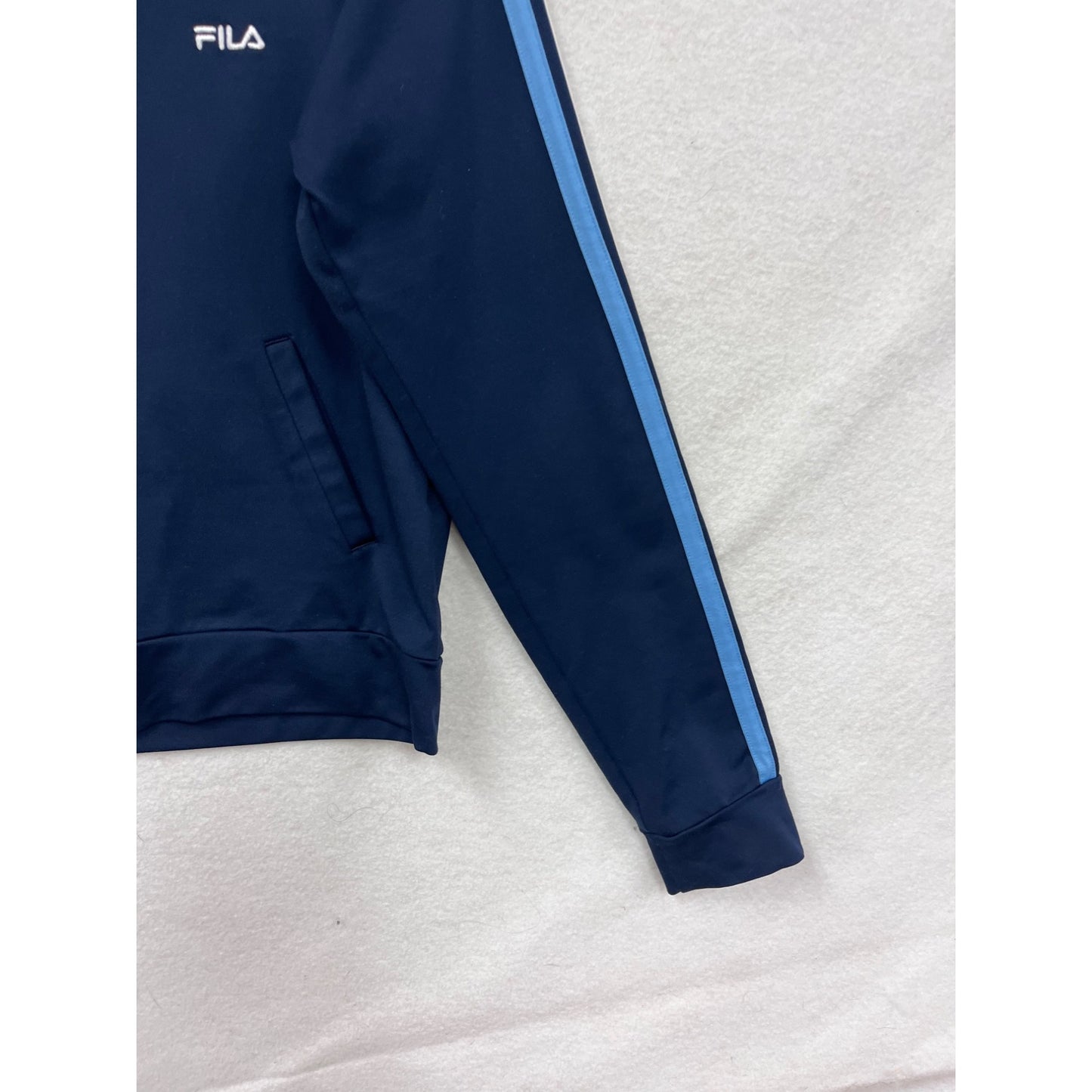 Fila Womens Navy Track Jacket W/ White & Light Blue Stripes #8209
