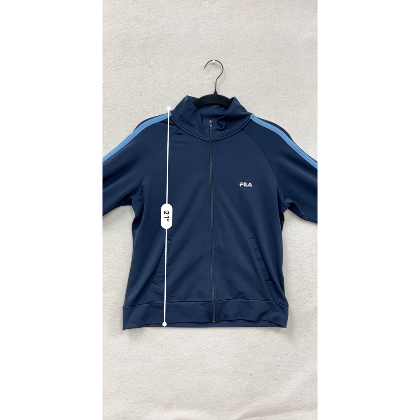 Fila Womens Navy Track Jacket W/ White & Light Blue Stripes #8209