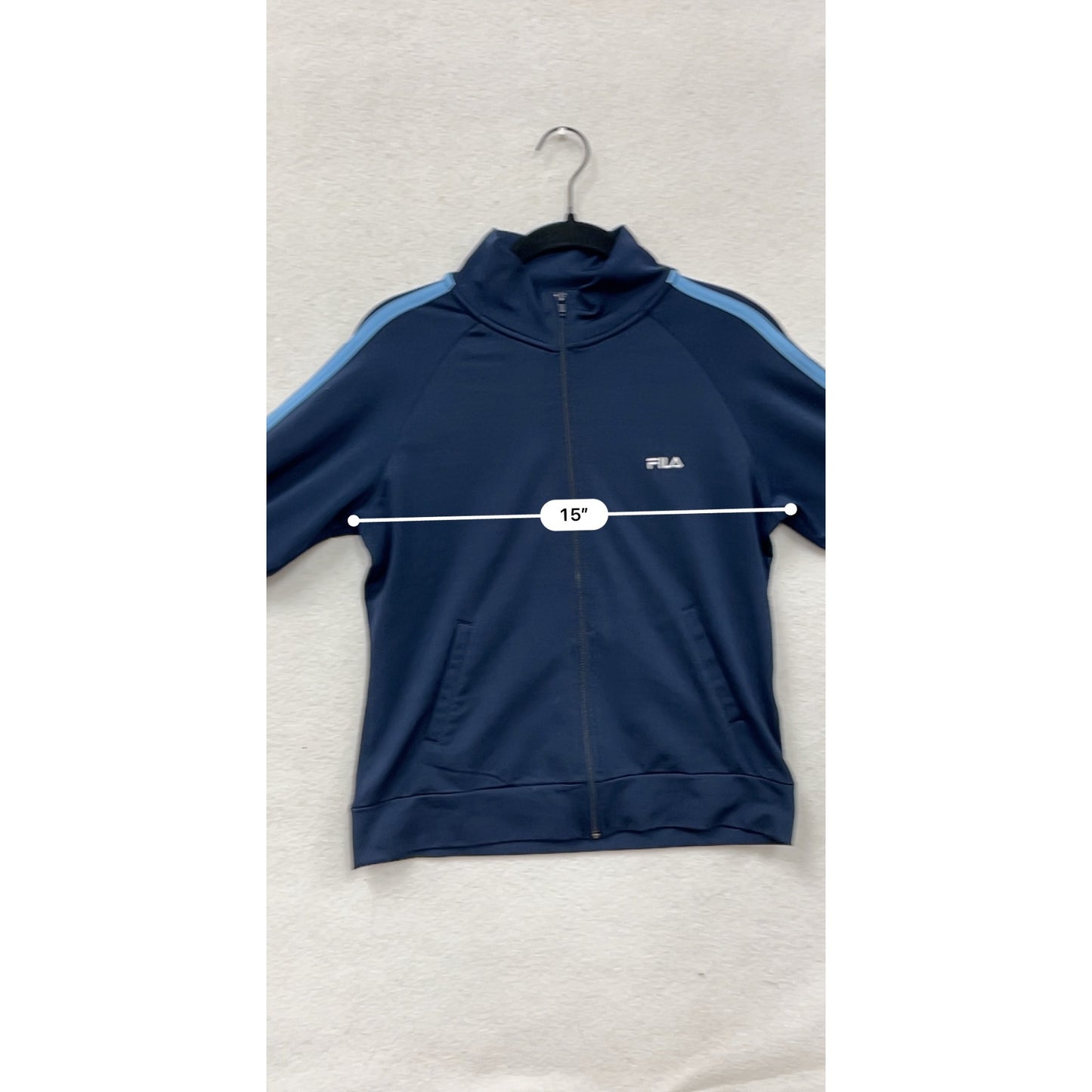 Fila Womens Navy Track Jacket W/ White & Light Blue Stripes #8209