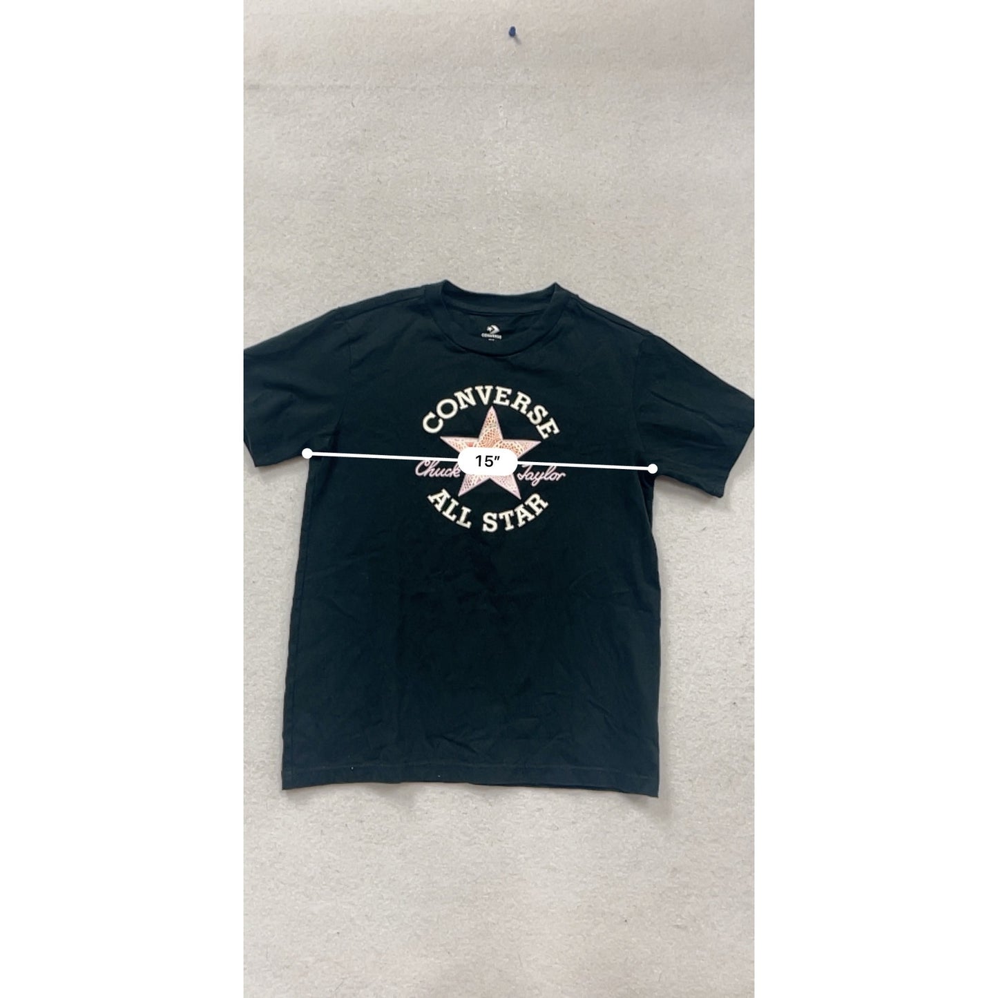 Converse All Star Chuck Taylor Black T-Shirt Size M #443A