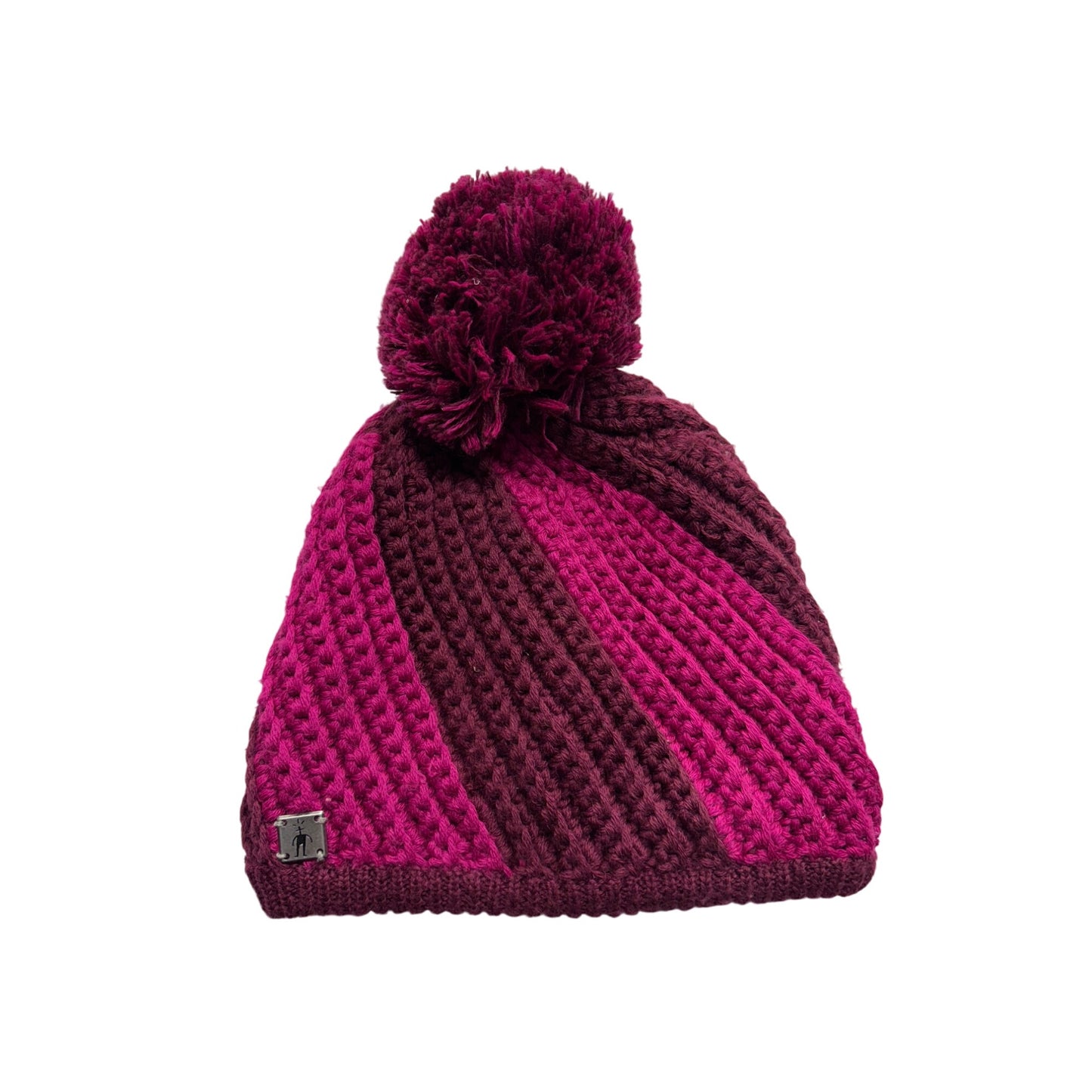 Pink & Burgundy Knit Beanie With Pom-Pom Accent By Smartwool #7547