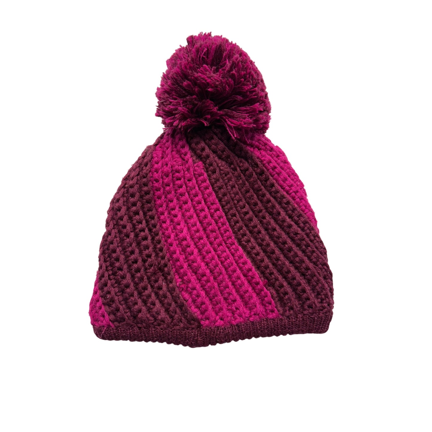 Pink & Burgundy Knit Beanie With Pom-Pom Accent By Smartwool #7547
