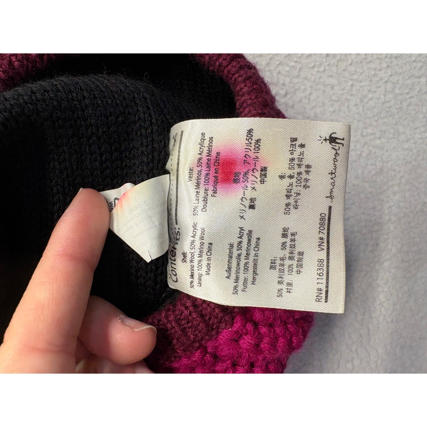 Pink & Burgundy Knit Beanie With Pom-Pom Accent By Smartwool #7547