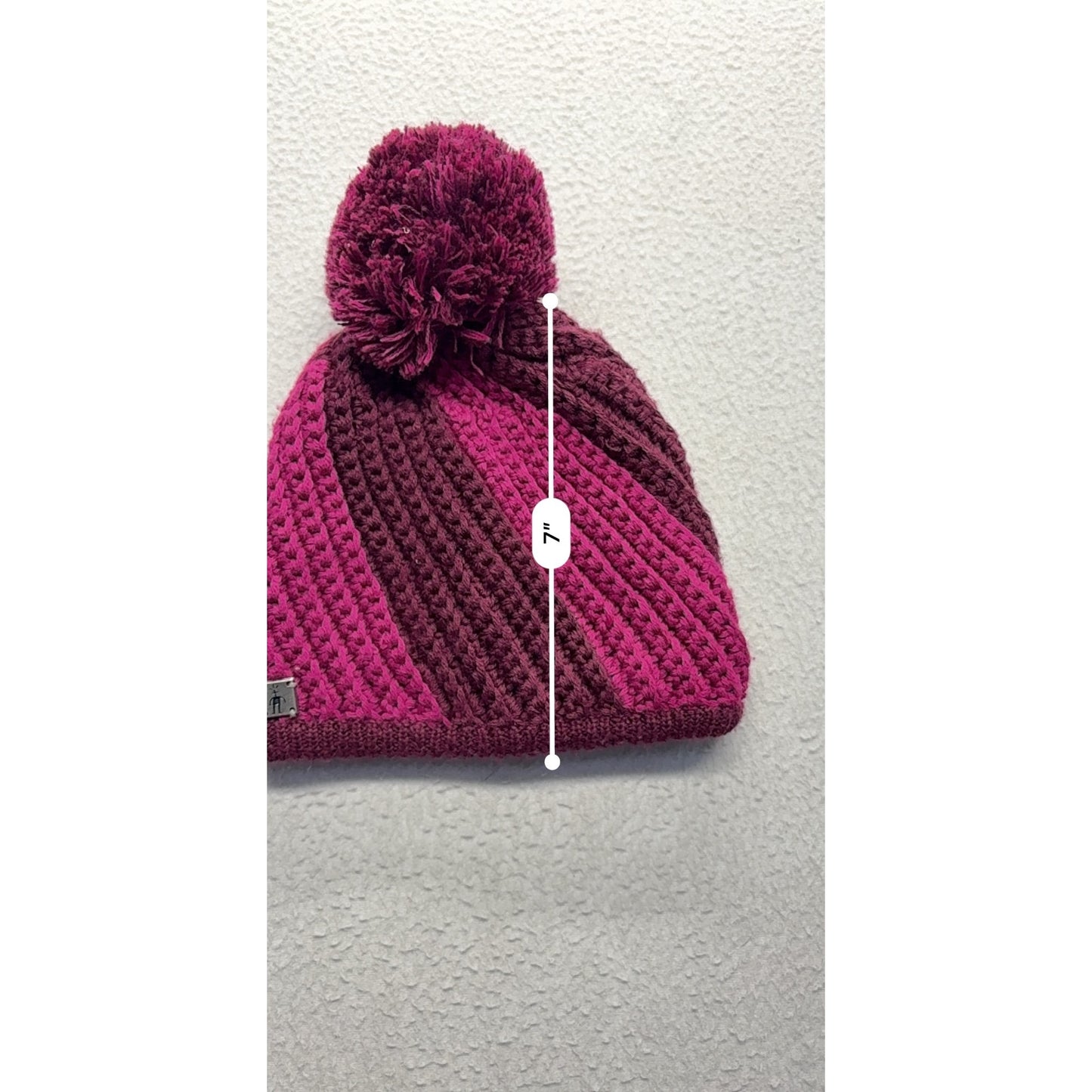 Pink & Burgundy Knit Beanie With Pom-Pom Accent By Smartwool #7547
