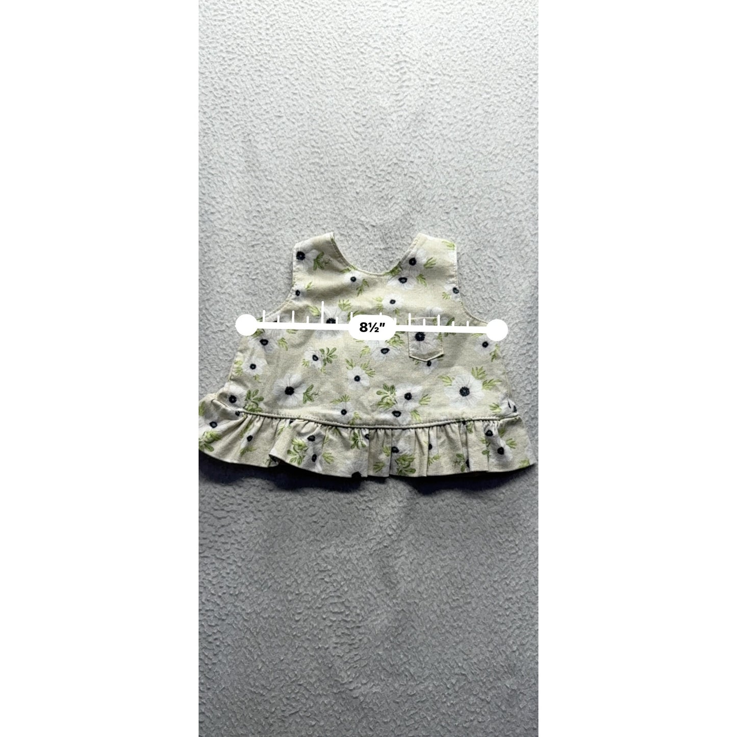 Floral Baby Top With Ruffle Hem & Button Back Closure Size 12-18 Months #9367
