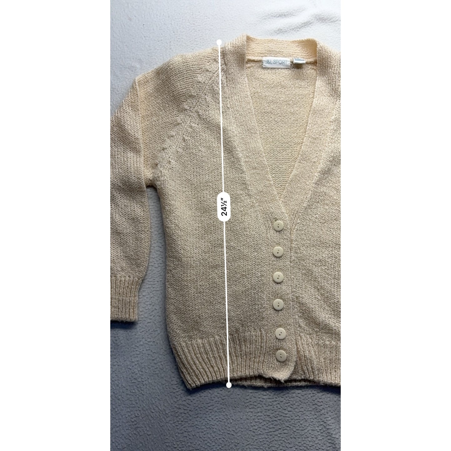 Vintage J&L Sport Cream Button-Up Cardigan Sweater #7530