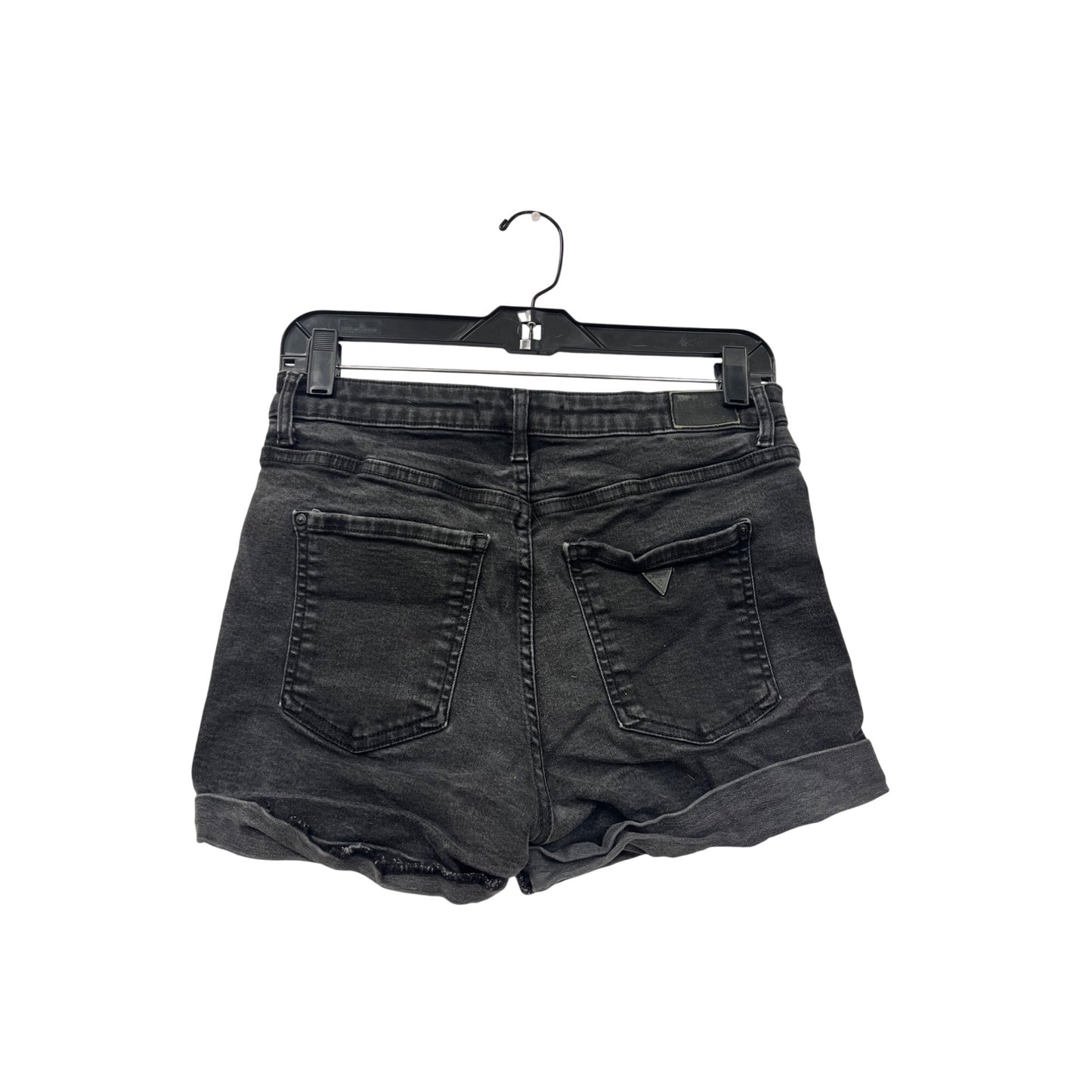Guess Womens Black Denim Shorts With Pink Floral Embroidery Size 28 #6765