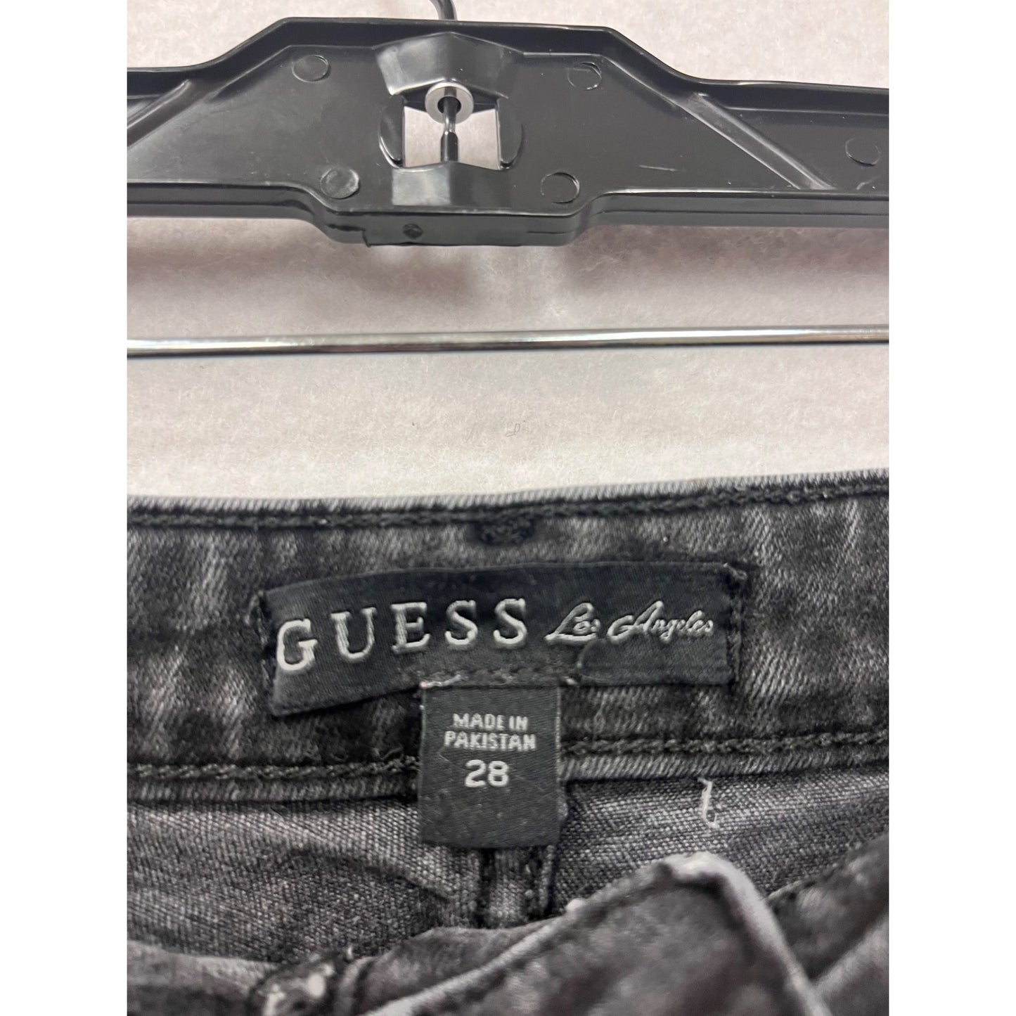 Guess Womens Black Denim Shorts With Pink Floral Embroidery Size 28 #6765