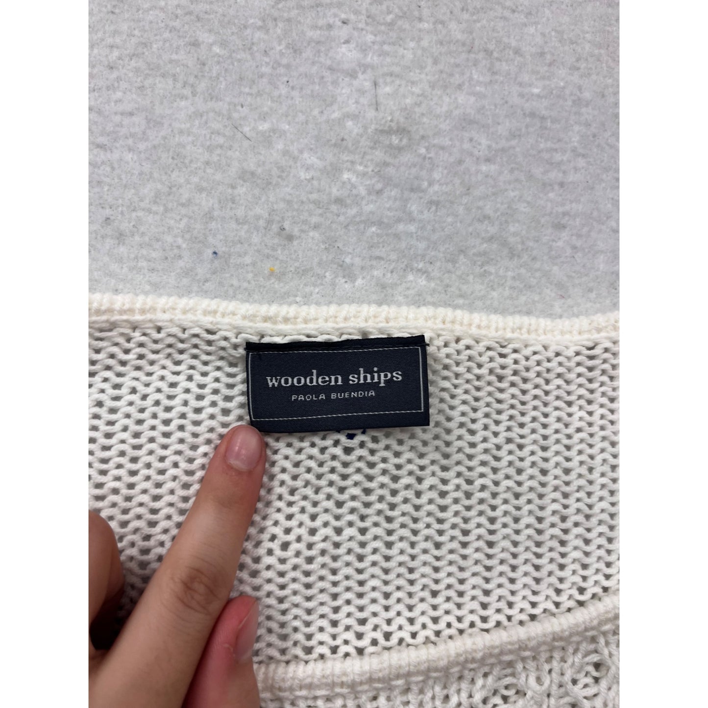 Wooden Ships Sweater 3/4 Sleeve White #930A