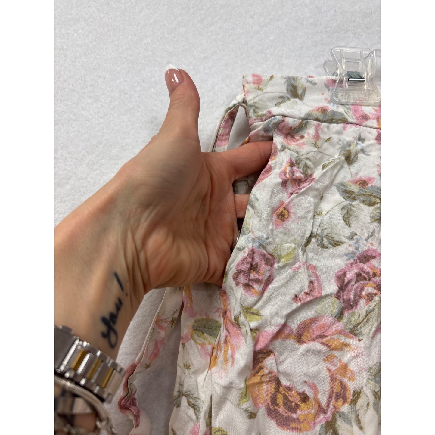Floral Wide-Leg Rayon Pants With Tie Waist #6981