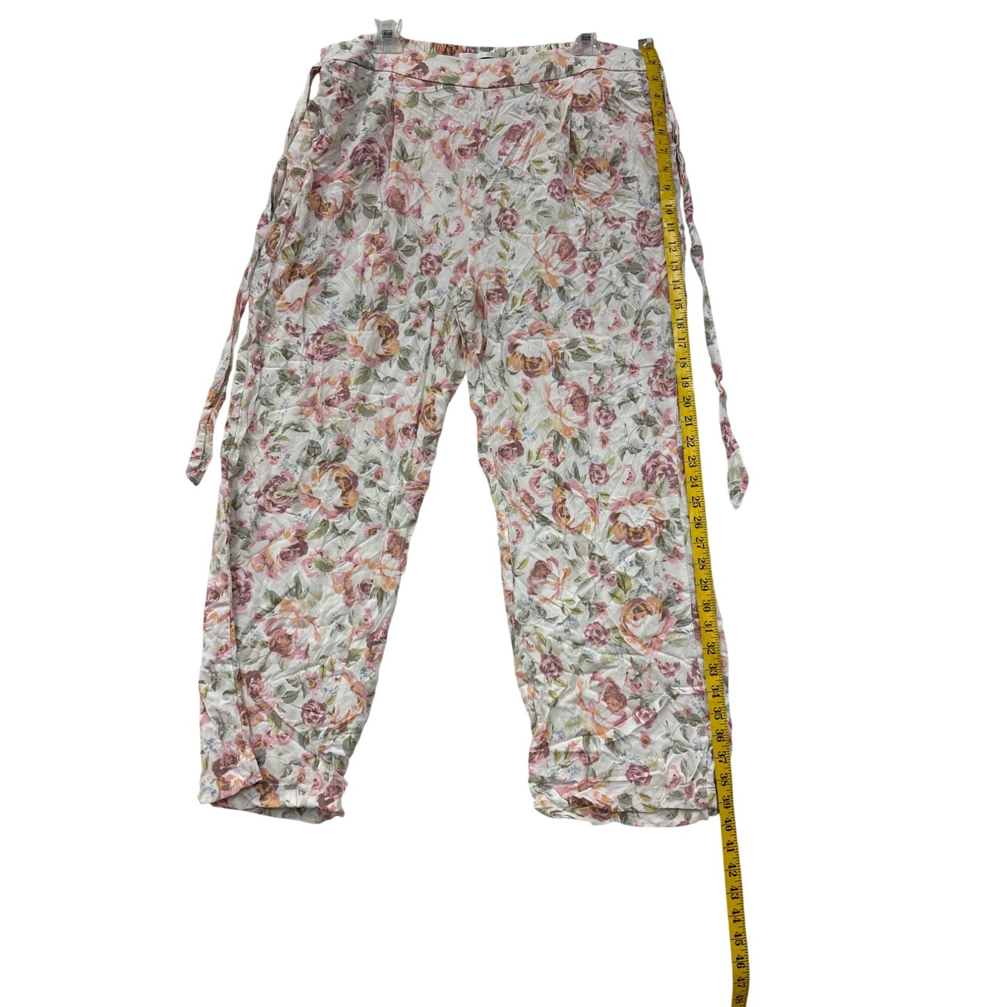 Floral Wide-Leg Rayon Pants With Tie Waist #6981