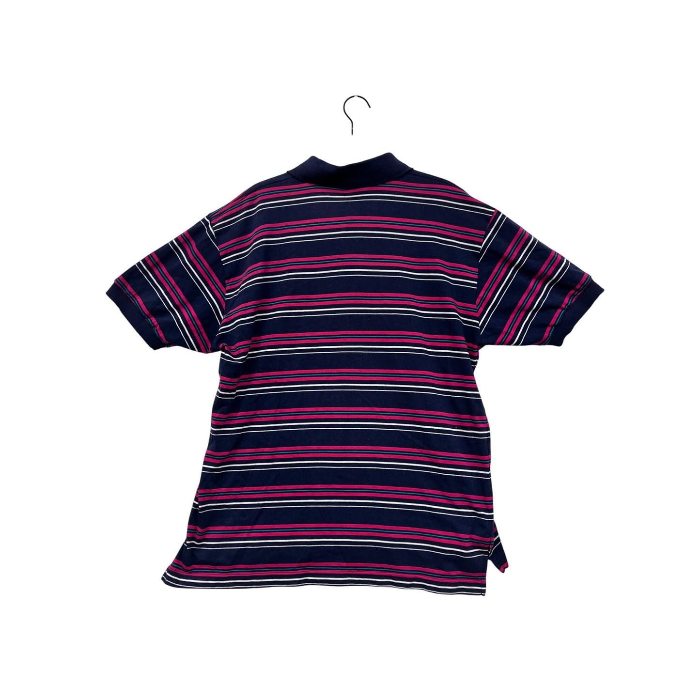 Mens XL Kings Court Navy Striped Polo Shirt W/ Pink & White Accents #6873