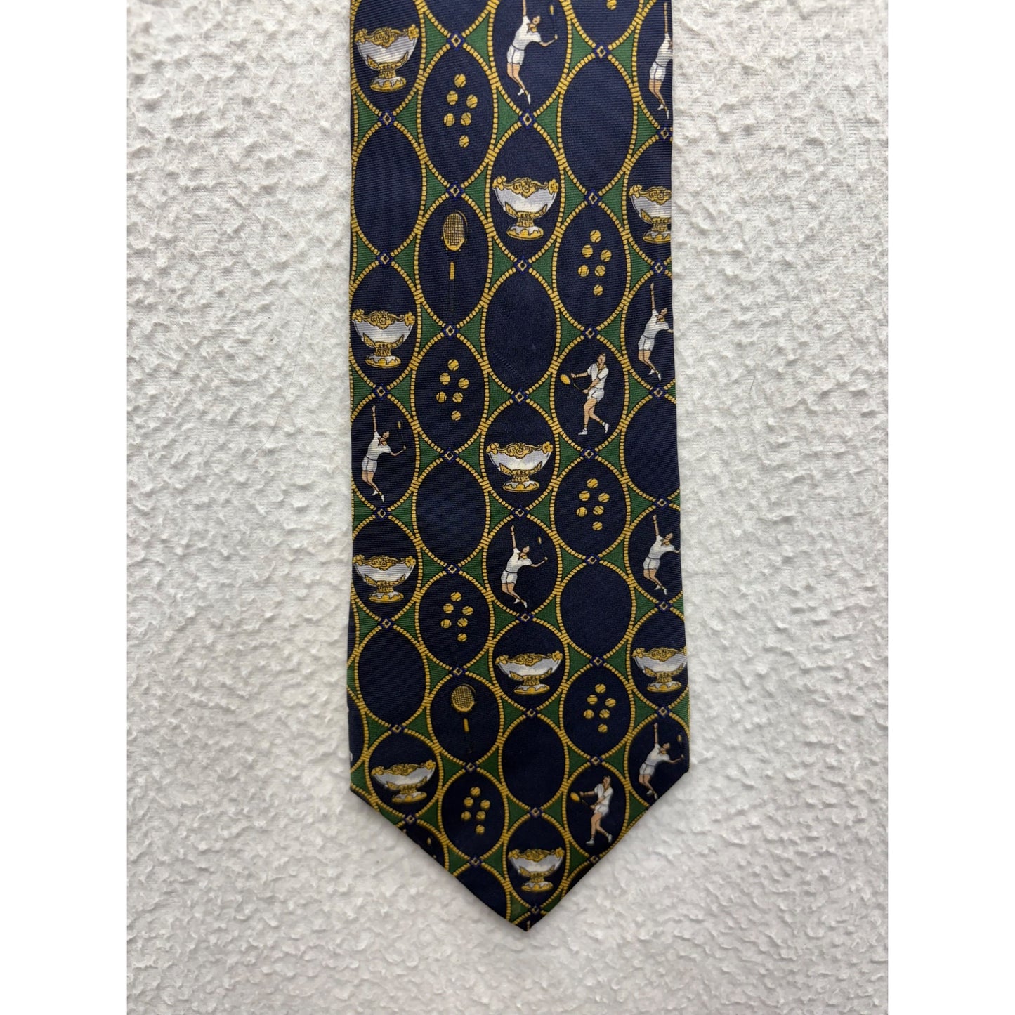Vintage Tommy Hilfiger Mens Tennis-Themed Silk Tie #7732