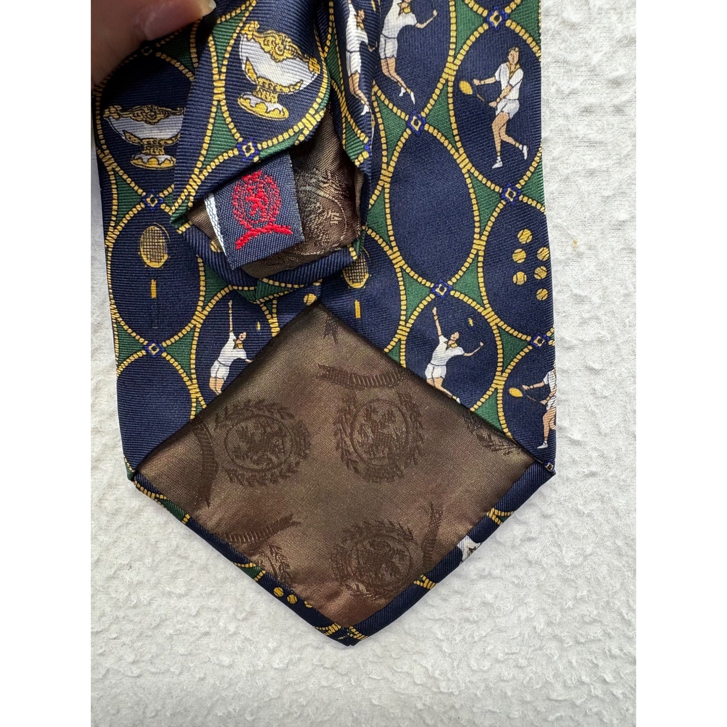 Vintage Tommy Hilfiger Mens Tennis-Themed Silk Tie #7732