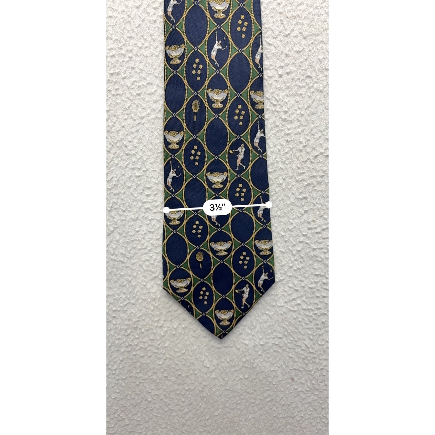 Vintage Tommy Hilfiger Mens Tennis-Themed Silk Tie #7732