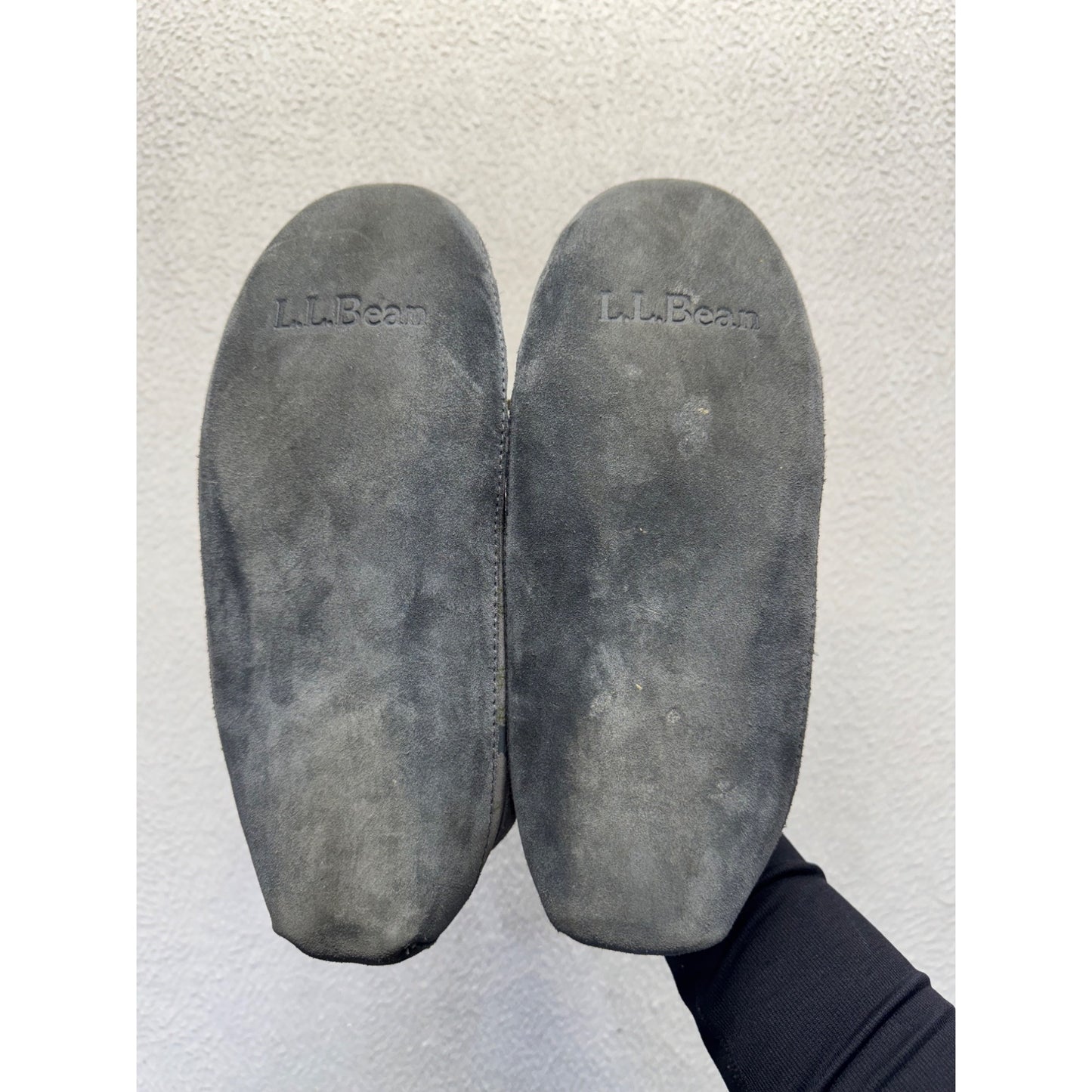 L.L.Bean Gray Camo Moccasin Slippers With Fleece Lining Size M #9703