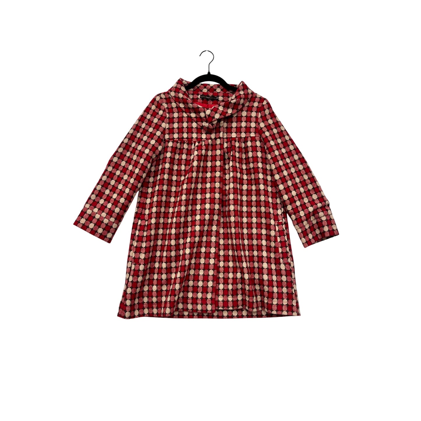 Retro Hazel Red & Cream Checkered Coat Women’s XS #98076