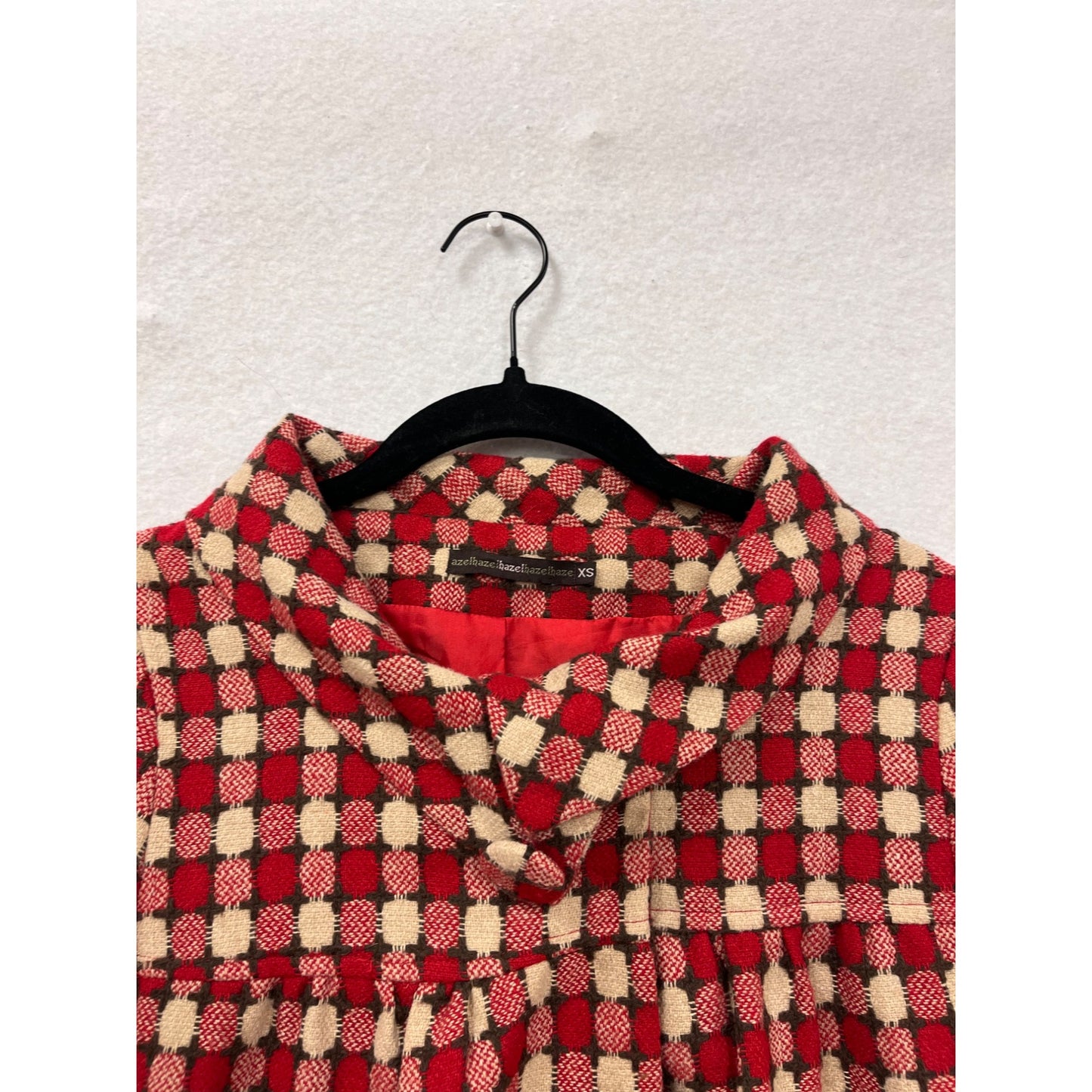 Retro Hazel Red & Cream Checkered Coat Women’s XS #98076