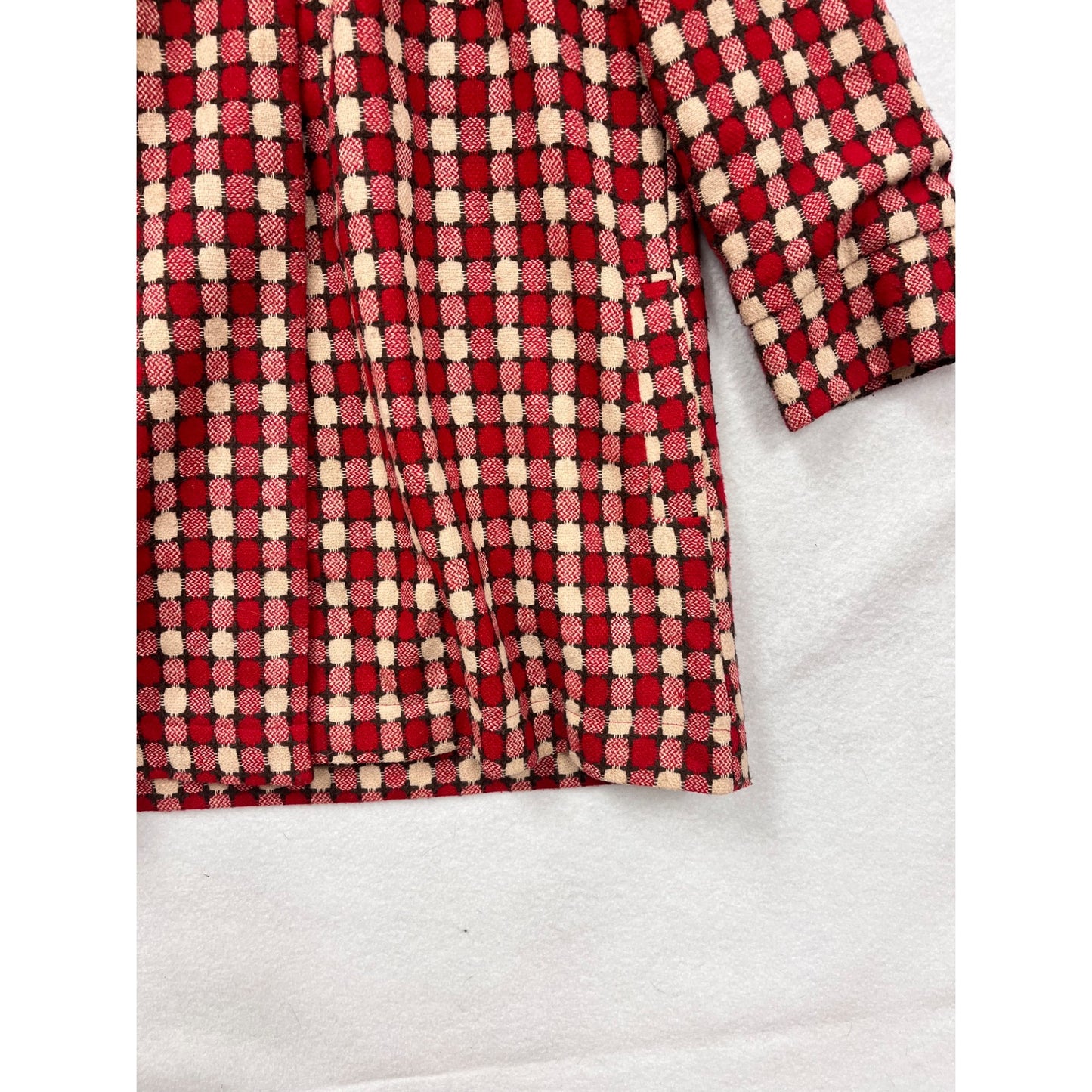 Retro Hazel Red & Cream Checkered Coat Women’s XS #98076