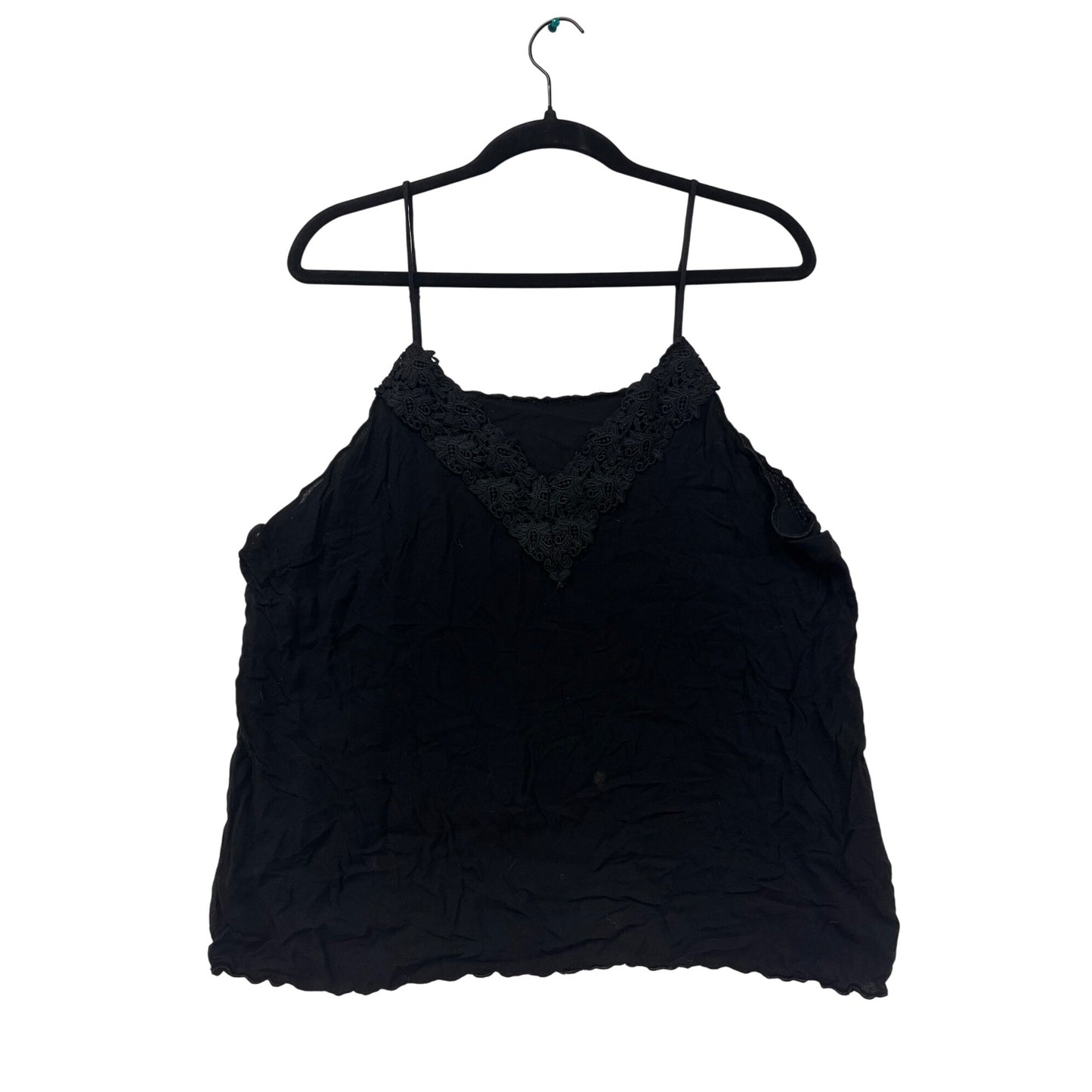 Women’s Black Sleeveless Lace Trim Top #6041