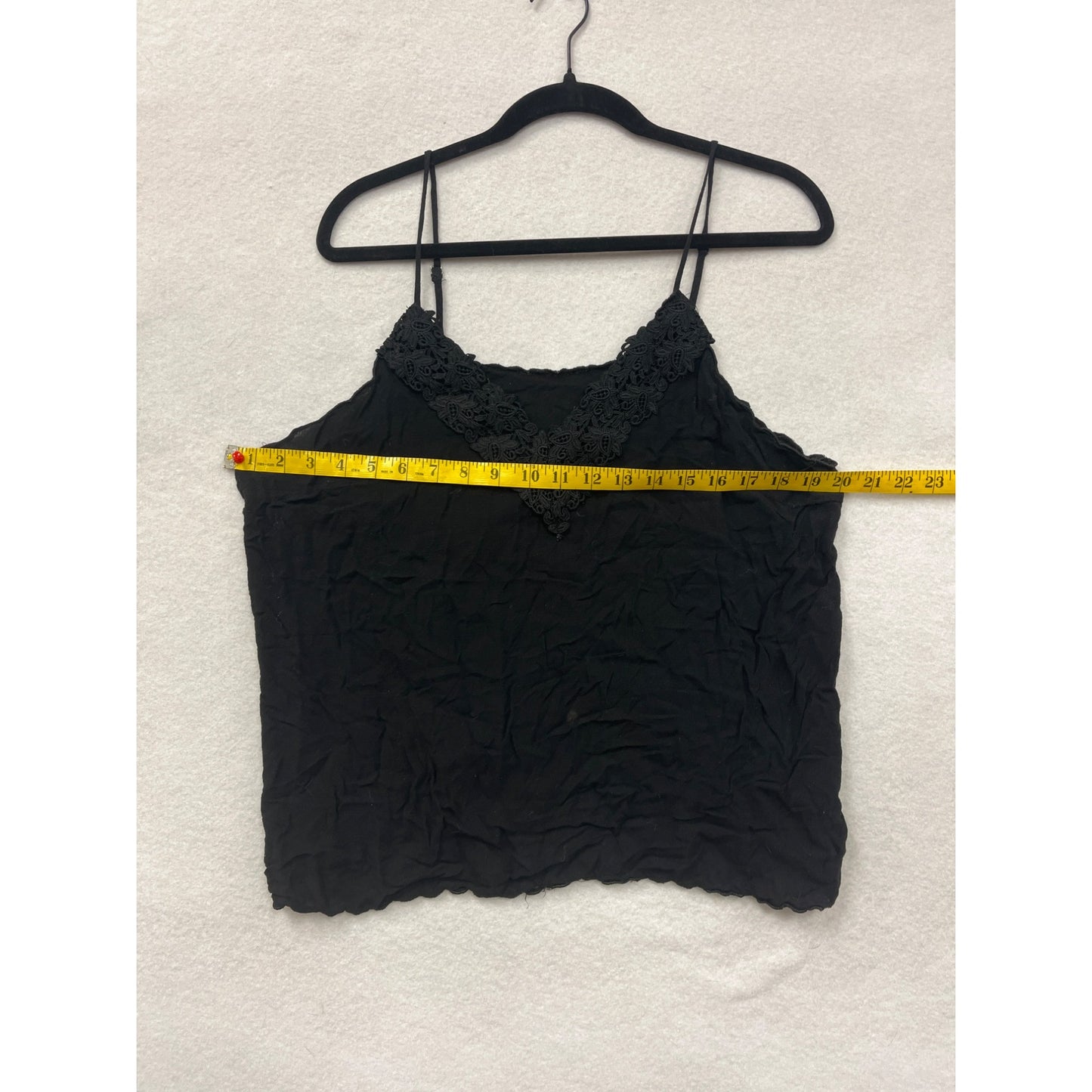 Women’s Black Sleeveless Lace Trim Top #6041