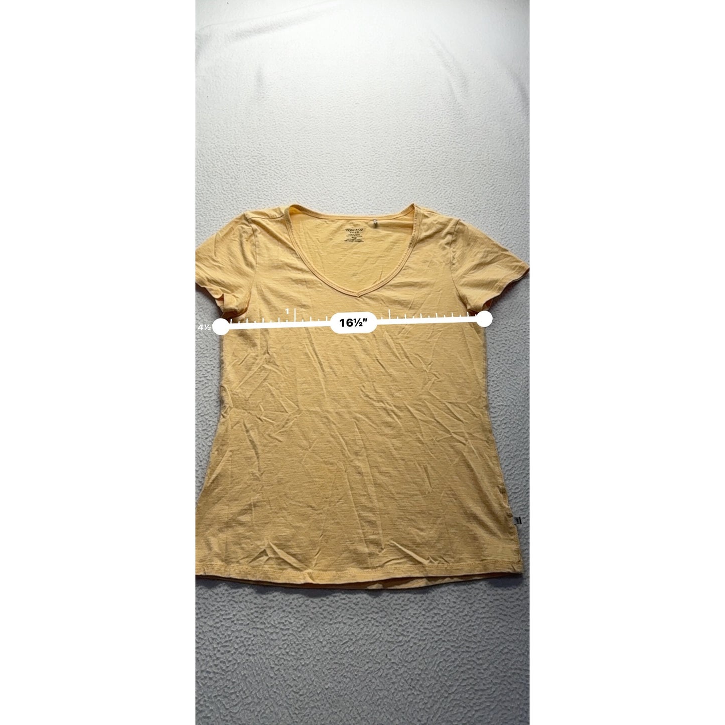 Toad & Co V-Neck Yellow T-Shirt Size S Organic Cotton Blend #7991
