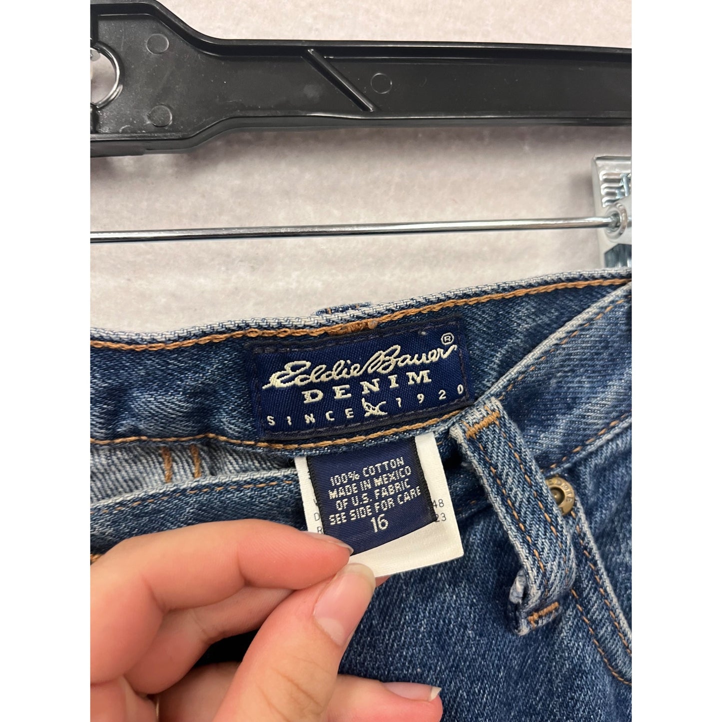 Eddie Bauer Denim Jeans Size 16 Frayed Hem Blue Cotton #818A