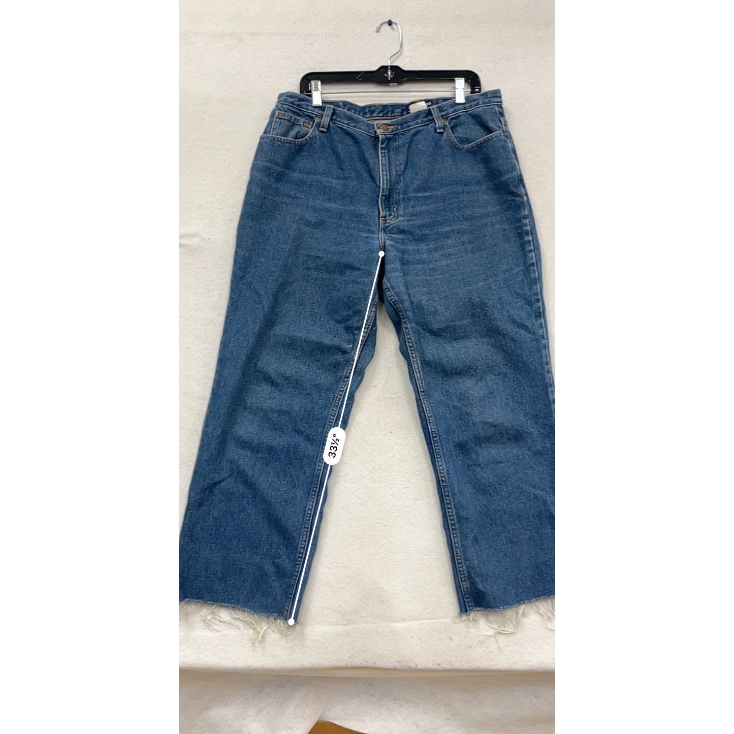 Eddie Bauer Denim Jeans Size 16 Frayed Hem Blue Cotton #818A