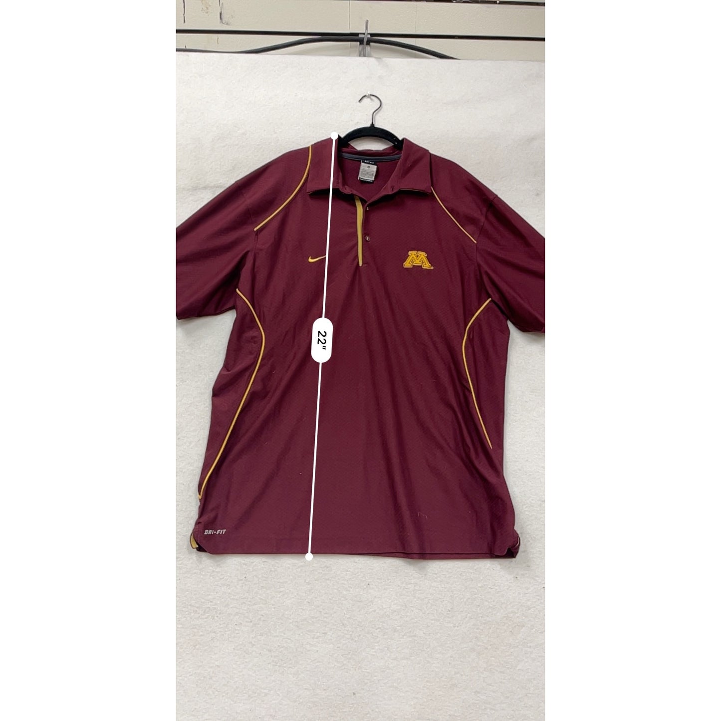 Nike Maroon Minnesota Golden Gophers Dri-Fit Polo Shirt XL #65A