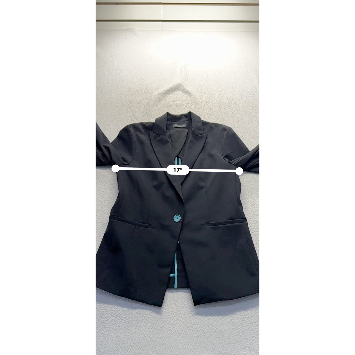 Spencer Jane Womens Black Blazer With Teal Button Accent Size XL #9418