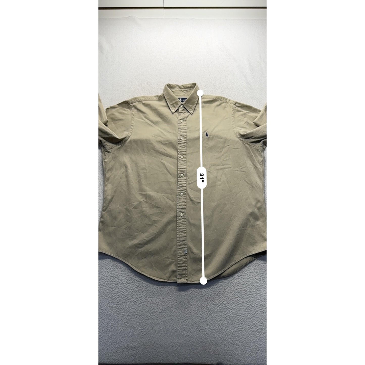 Ralph Lauren Beige Long-Sleeve Button-Down Shirt XL 100% Cotton #9288