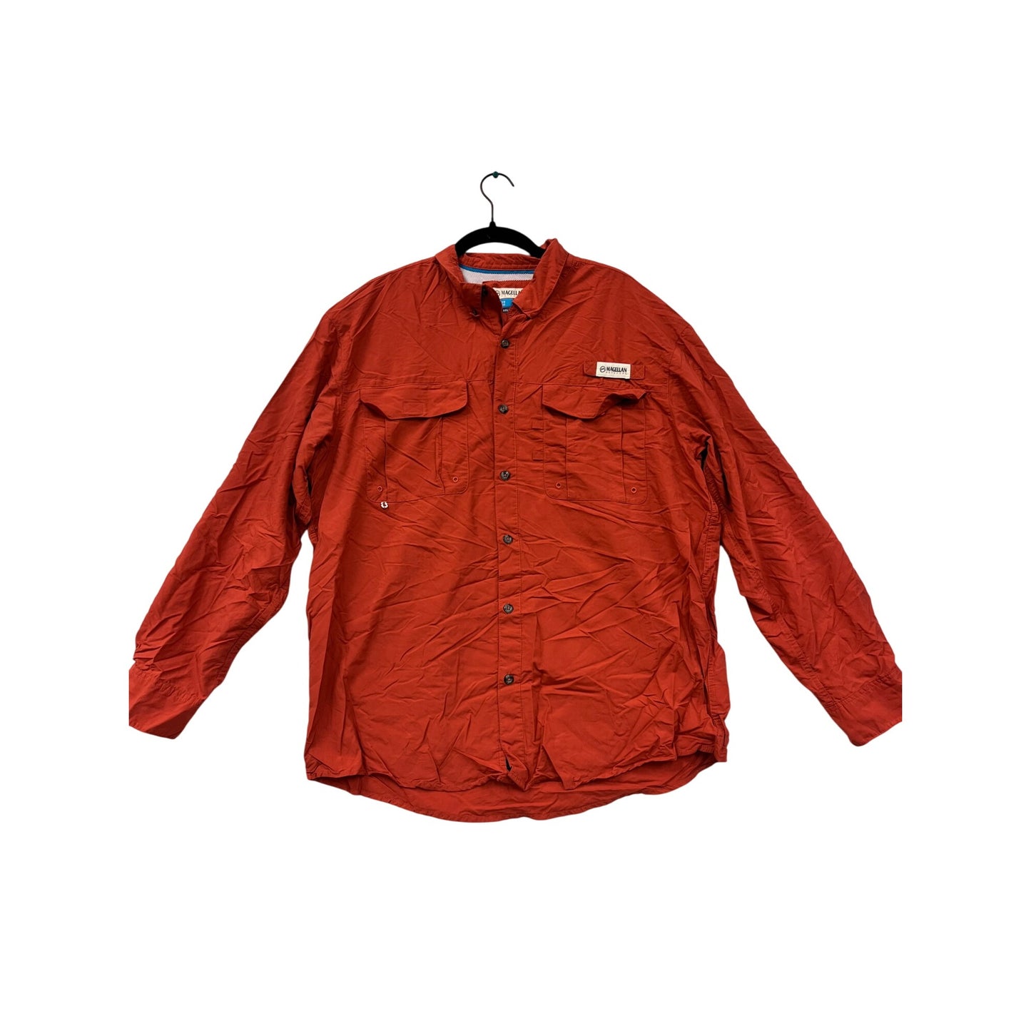 Magellan Outdoors Mens Red Long Sleeve Button-Up Shirt #6125