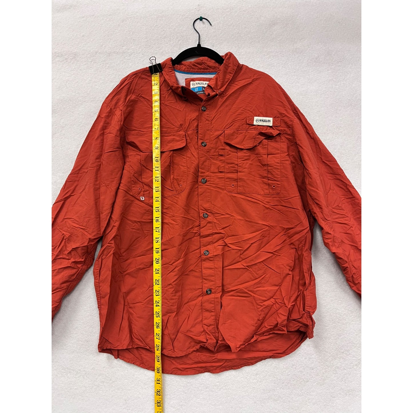 Magellan Outdoors Mens Red Long Sleeve Button-Up Shirt #6125