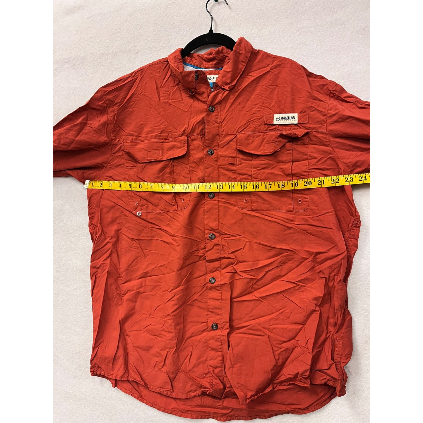 Magellan Outdoors Mens Red Long Sleeve Button-Up Shirt #6125