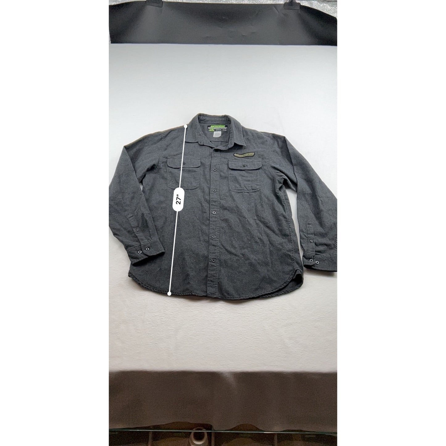 Arcticwear Arctic Cat Grey Button-Up Shirt XL With Dual Chest Pockets Long Sleeve #6637