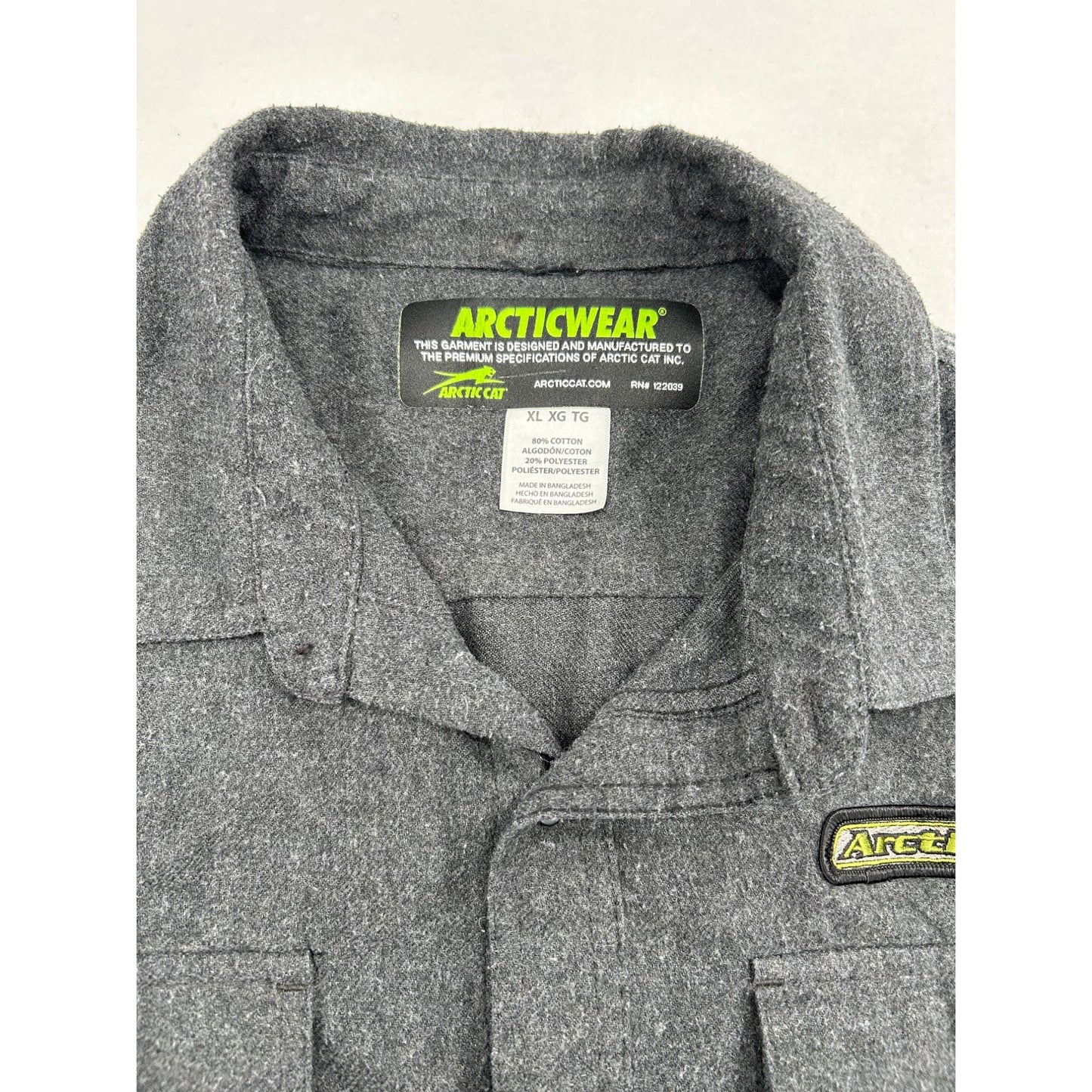 Arcticwear Arctic Cat Grey Button-Up Shirt XL With Dual Chest Pockets Long Sleeve #6637