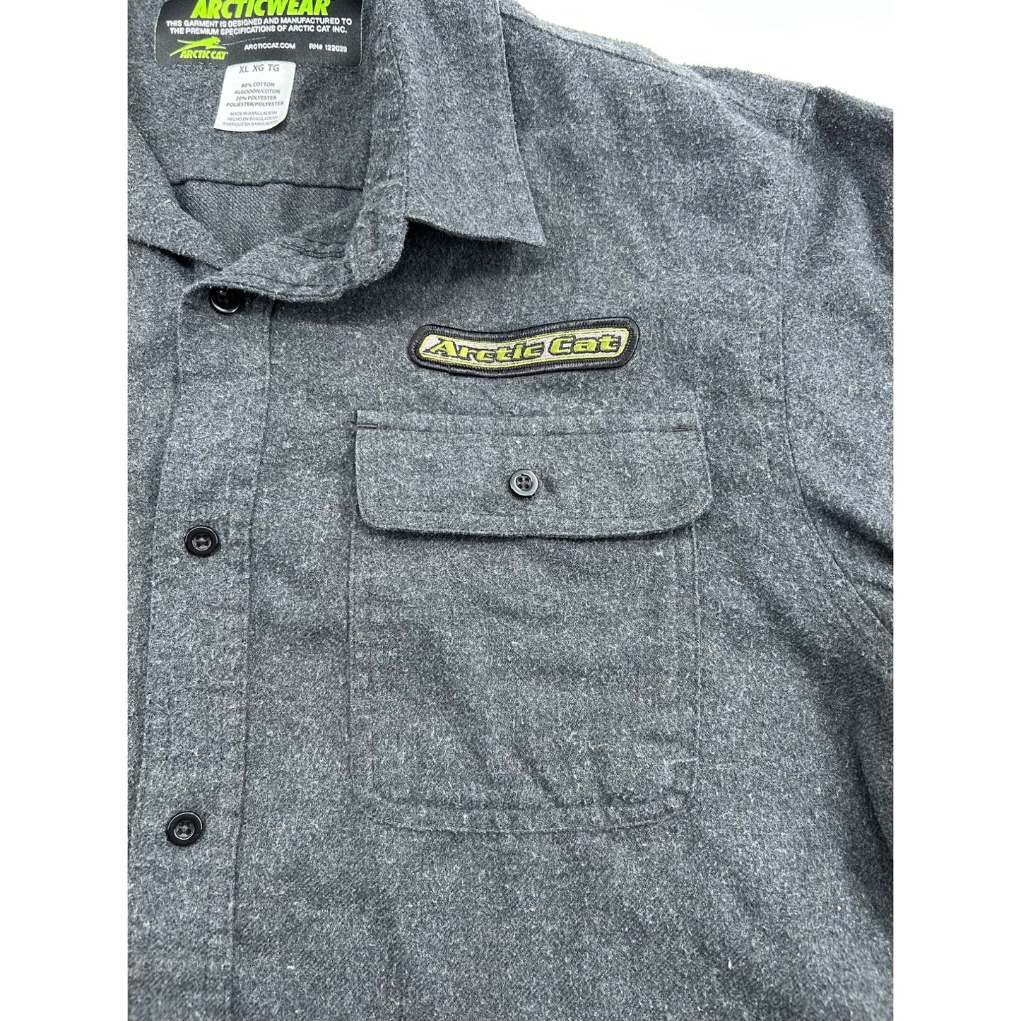 Arcticwear Arctic Cat Grey Button-Up Shirt XL With Dual Chest Pockets Long Sleeve #6637