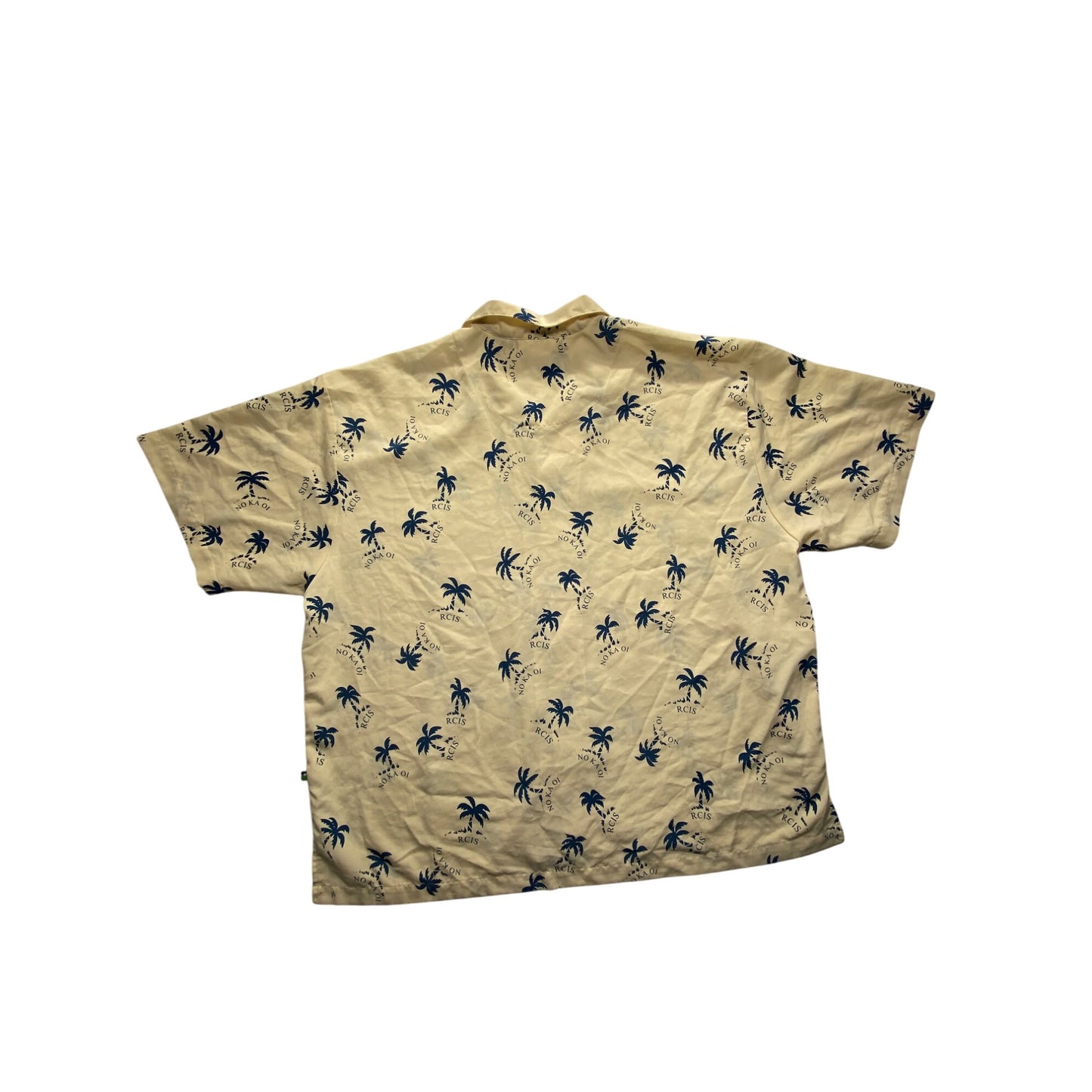 Mens Beige Hawaiian Shirt 3XL By Rural Community Insurance Services Polyester Palm Tree Print #7093