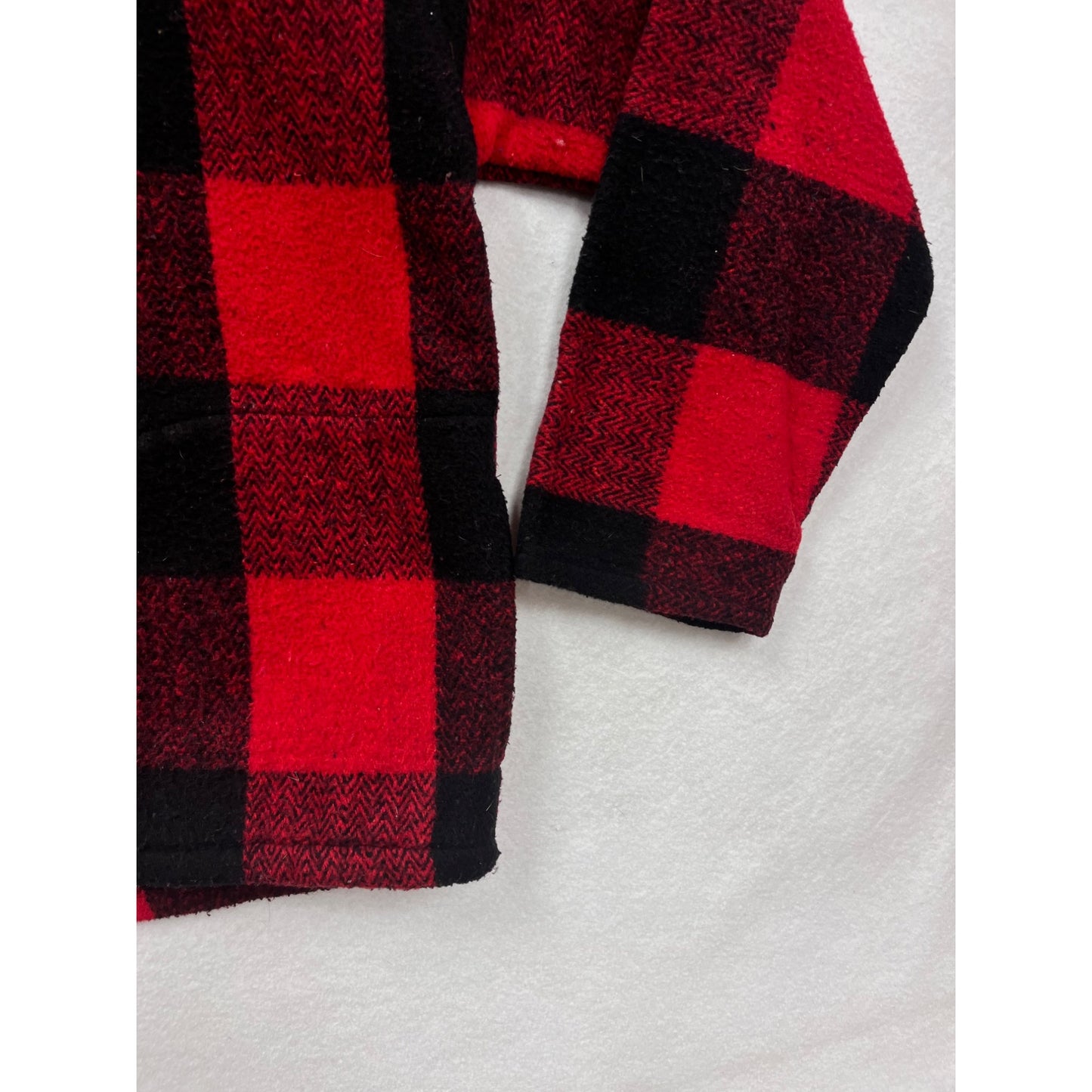 Vintage Womens Red & Black Earth Ragz Hooded Pullover Poncho Sweater With Moose & Trees Embroidery #6613