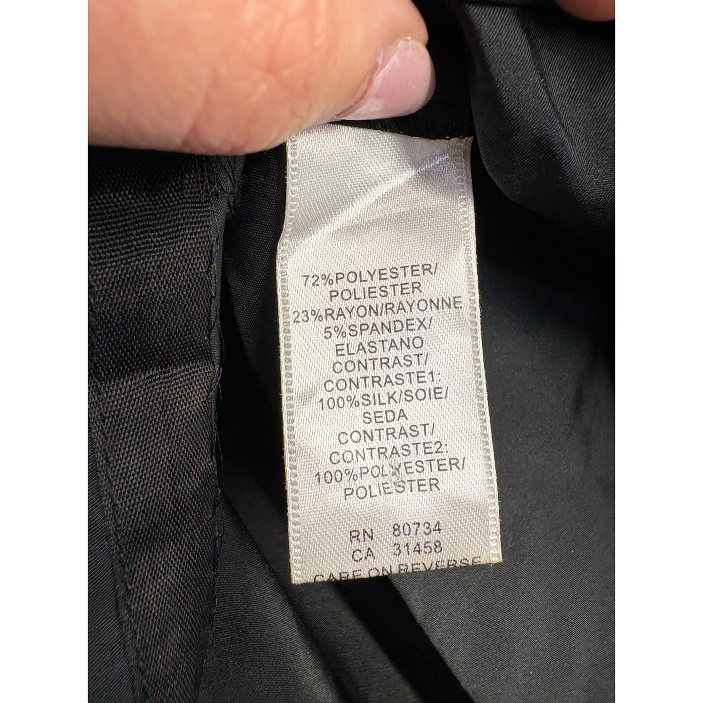 BCBG Max Azria Gray & Black Dress With Satin Sleeves Silk Blend #7708
