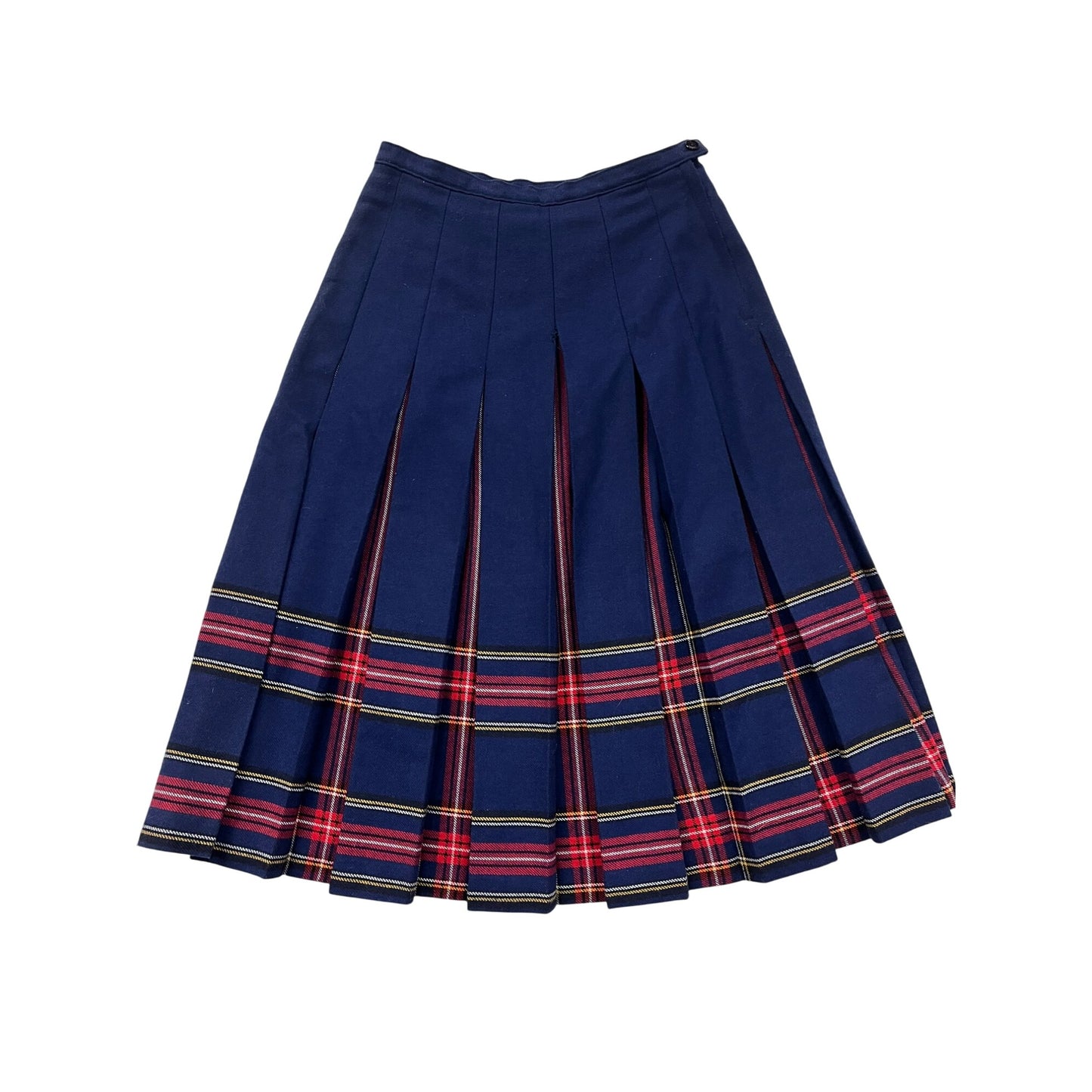 Women’s Vintage TanJay Pleated Plaid Wool Skirt #6070