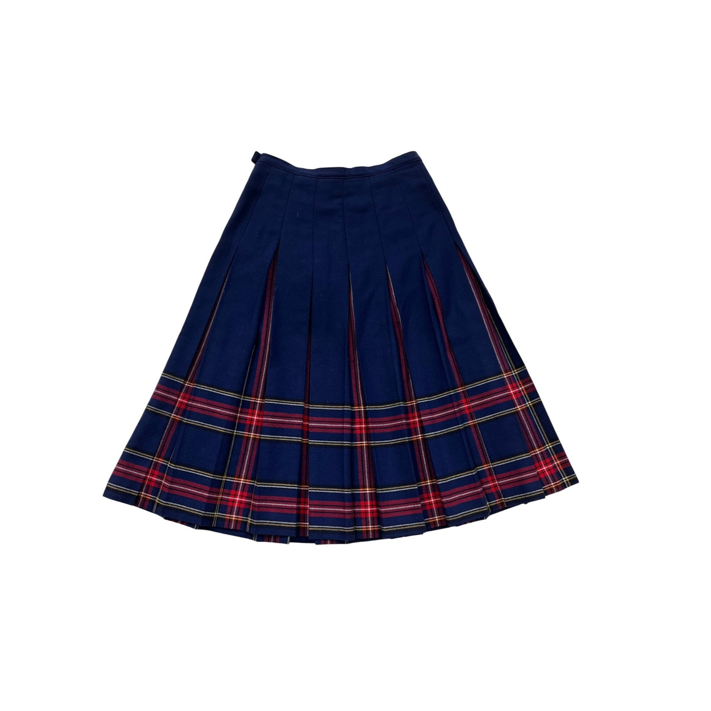 Women’s Vintage TanJay Pleated Plaid Wool Skirt #6070