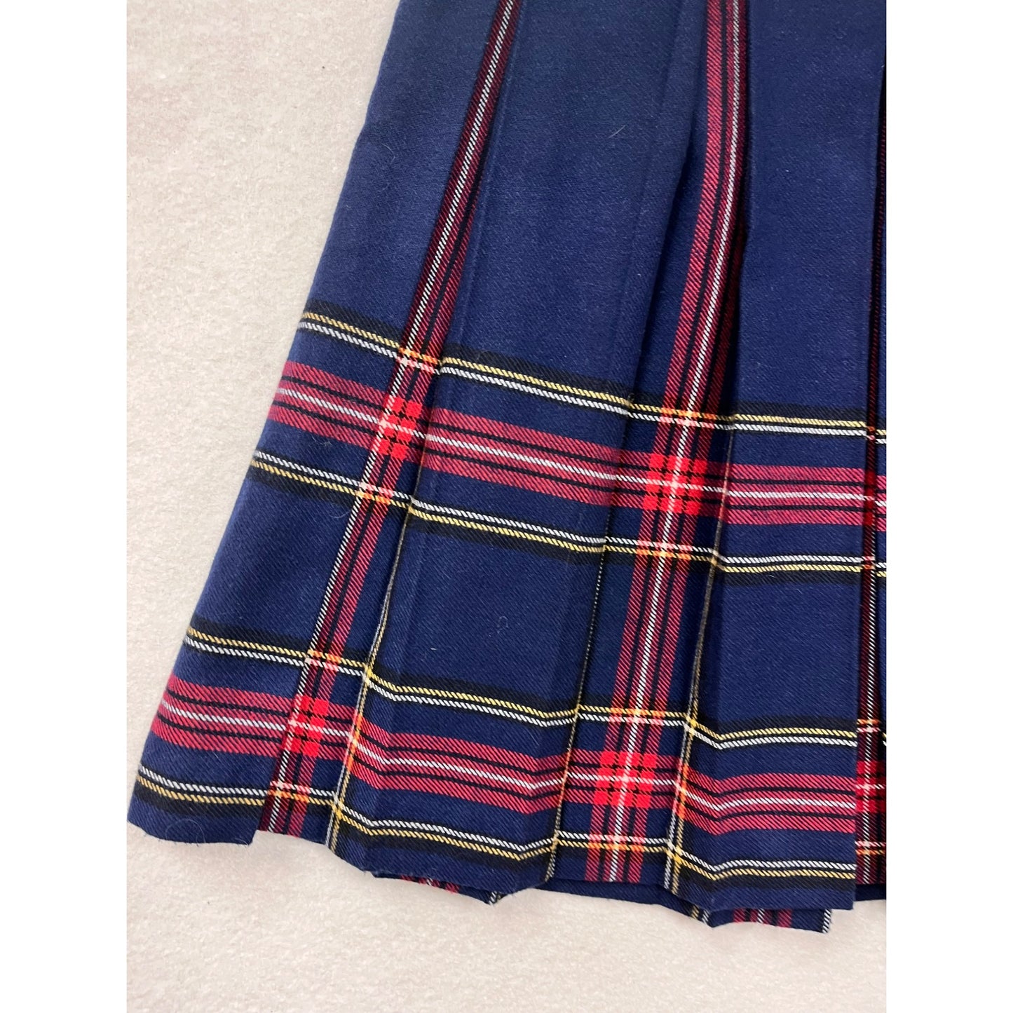 Women’s Vintage TanJay Pleated Plaid Wool Skirt #6070