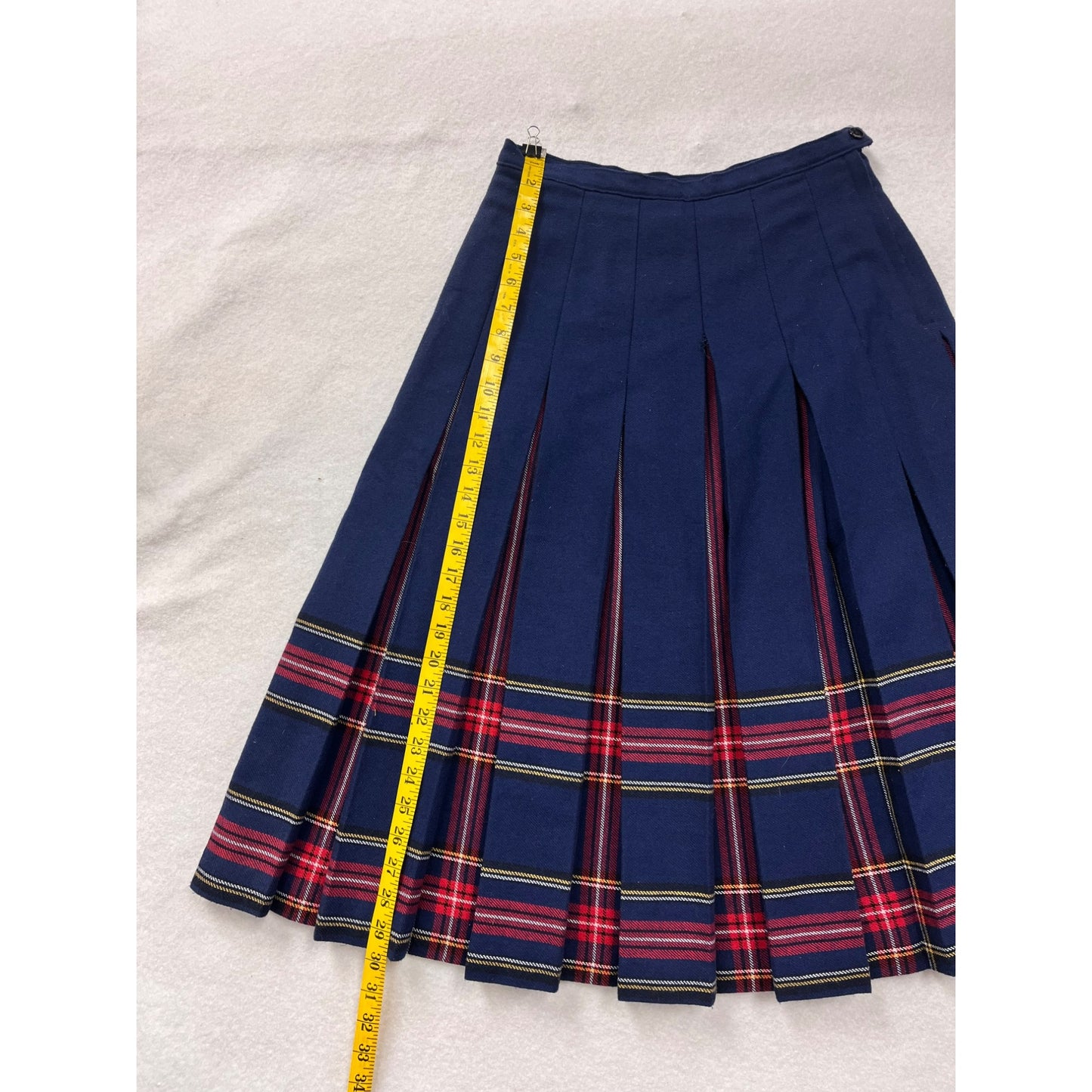 Women’s Vintage TanJay Pleated Plaid Wool Skirt #6070