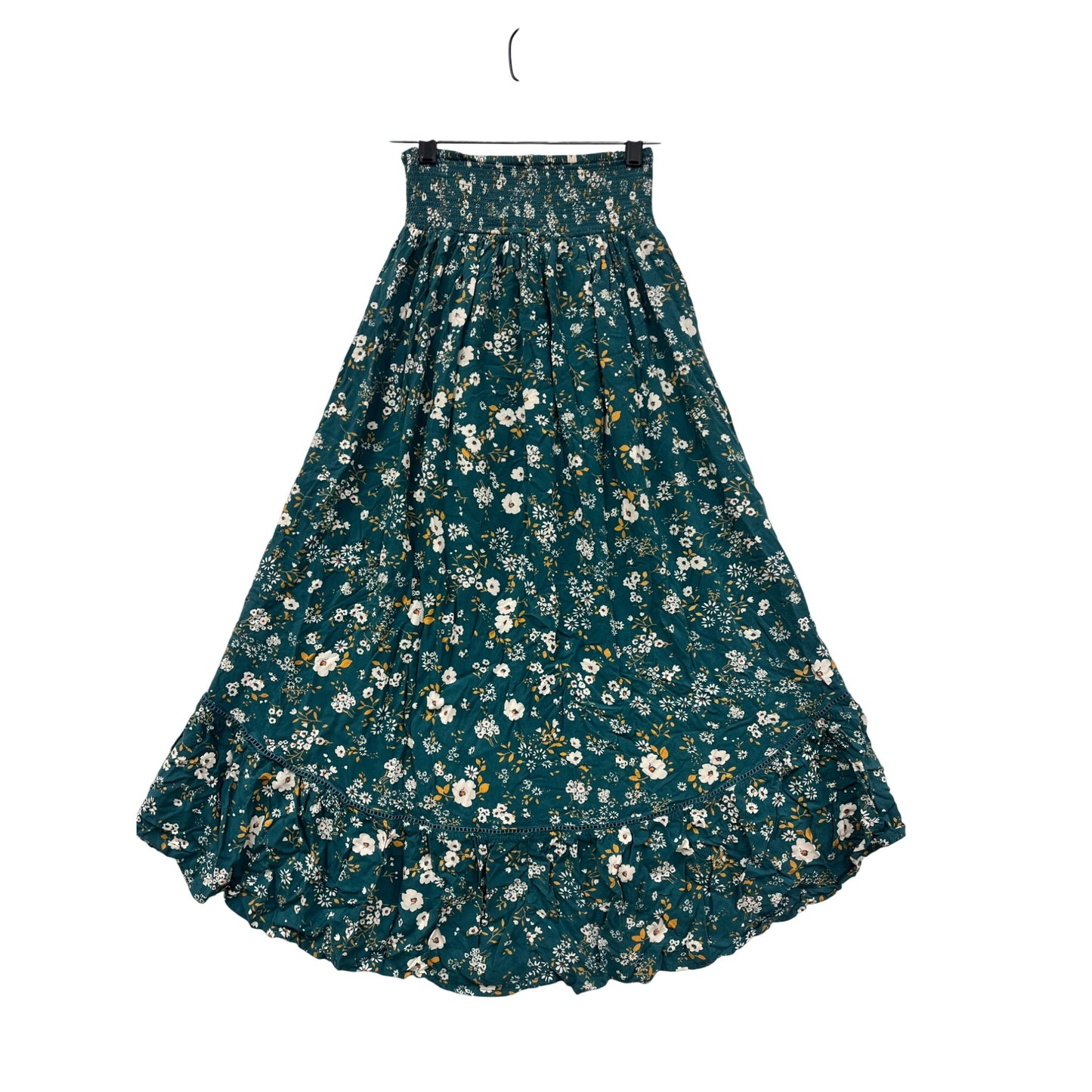 Women’s XS “Patterns Of Peace” Floral High-Low Midi Skirt With Slit #6390