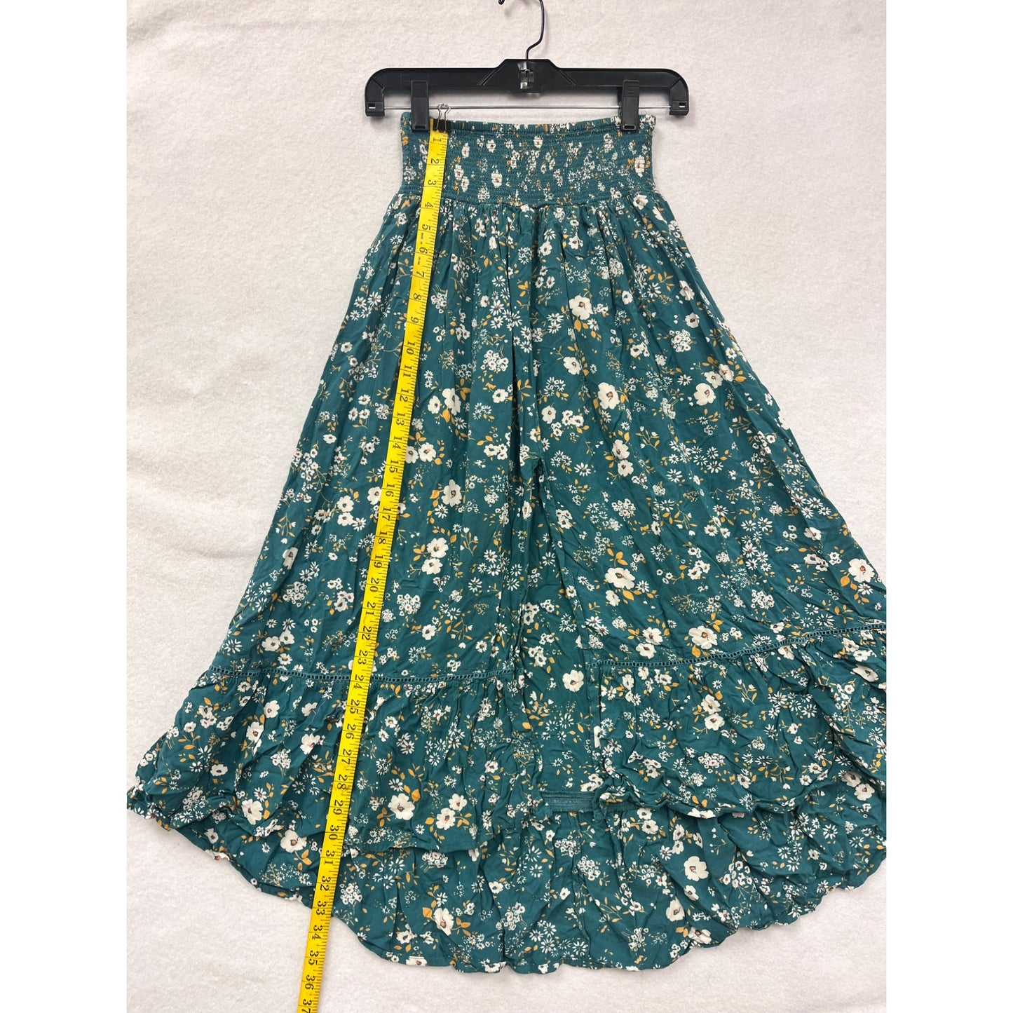 Women’s XS “Patterns Of Peace” Floral High-Low Midi Skirt With Slit #6390