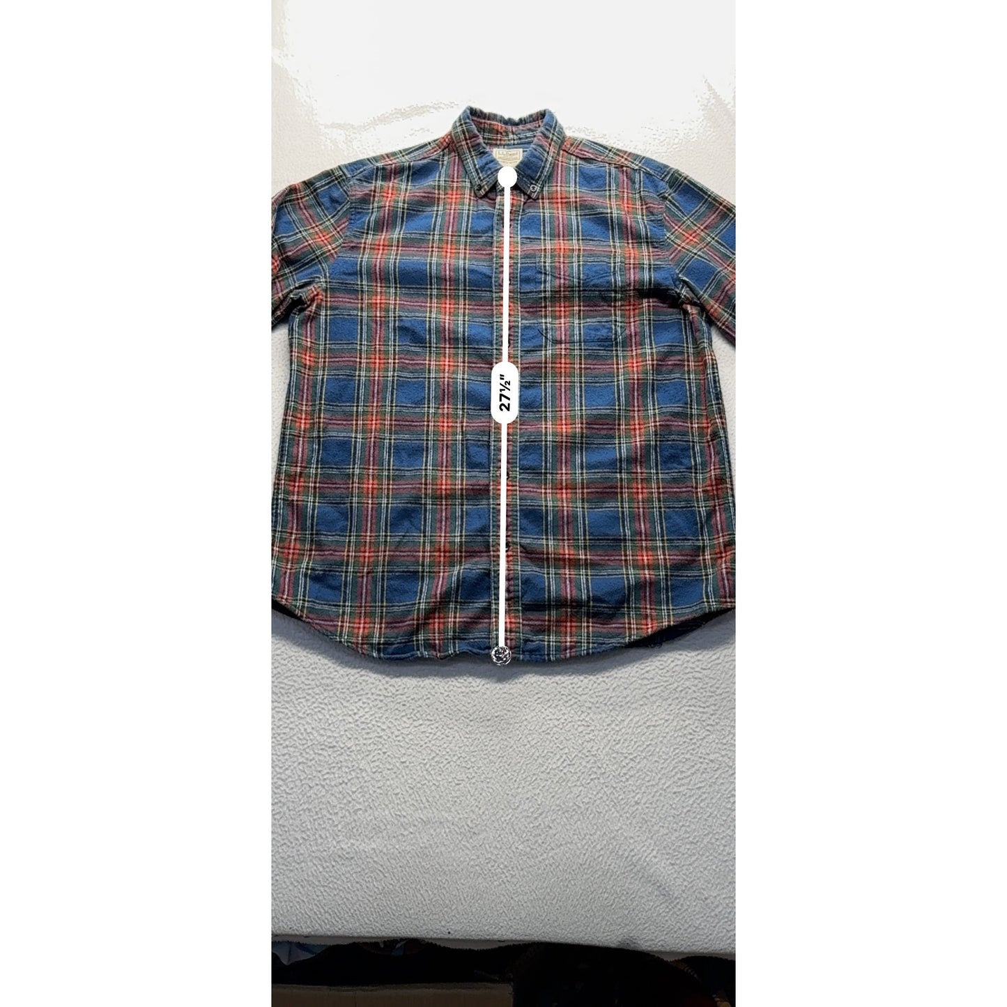 L.L. Bean Slightly Fitted Plaid Button-Down Shirt L-Reg 100% Cotton #7781